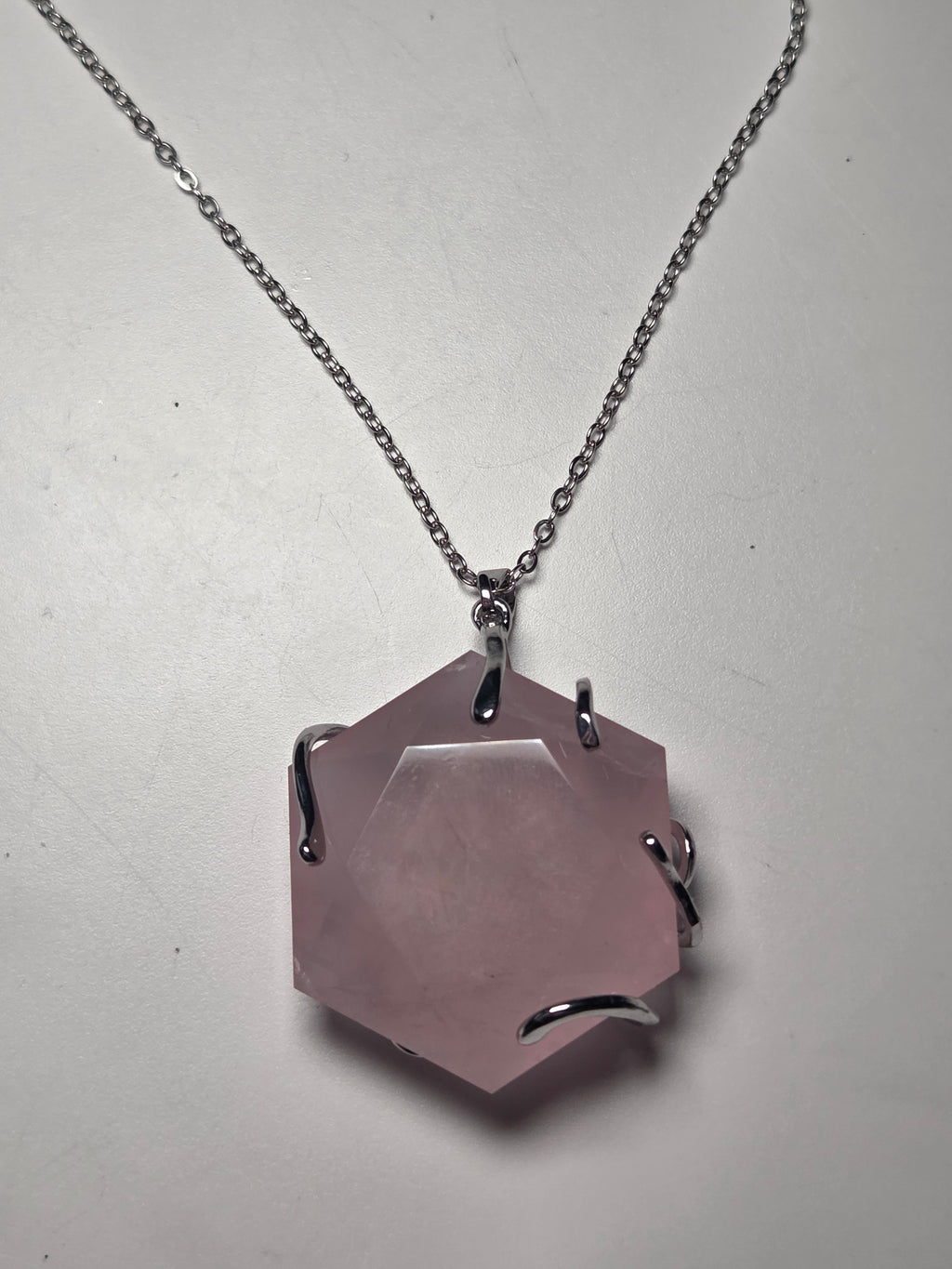 Rose quartz crystal handmade necklace s295