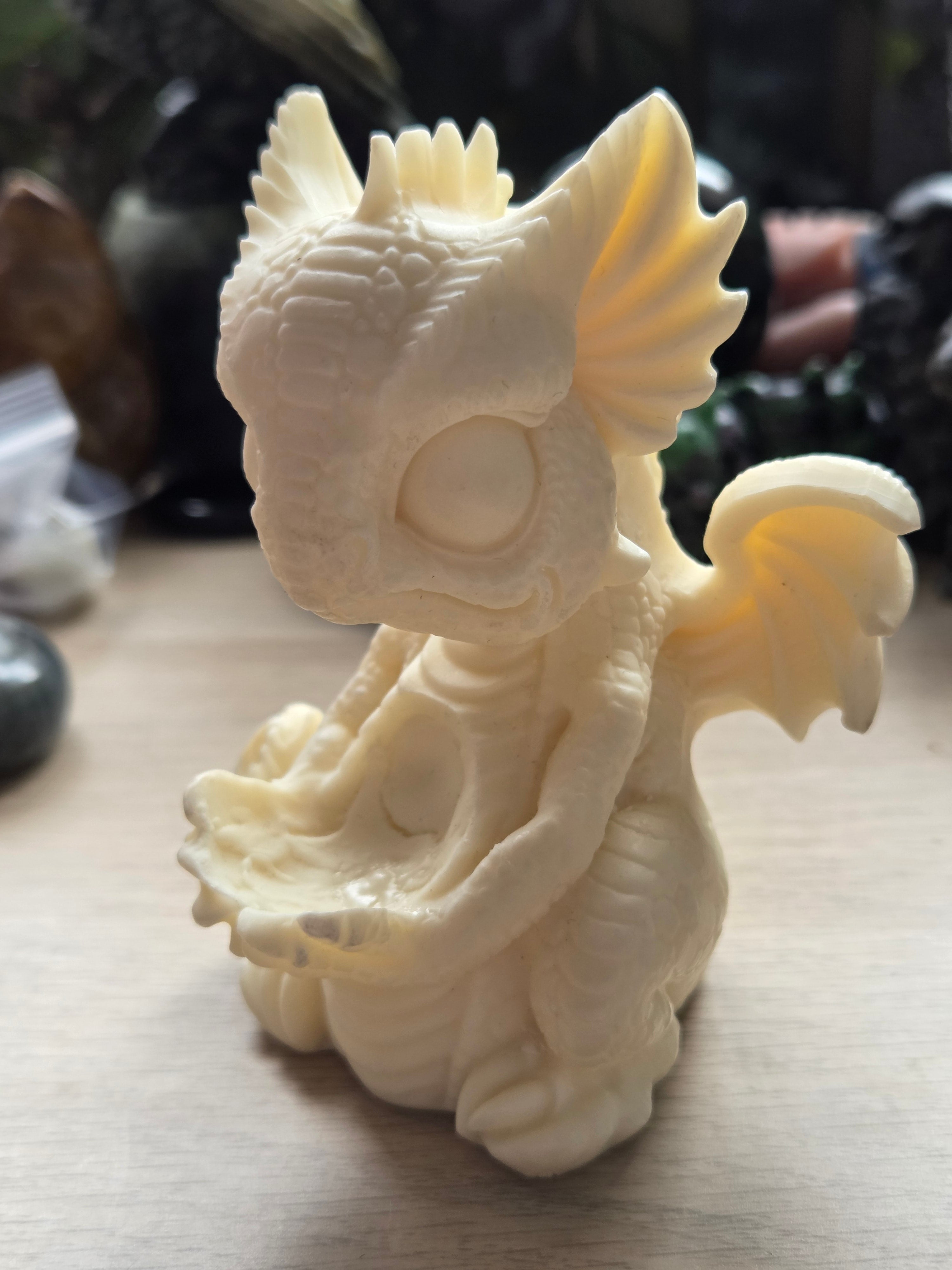 Ivory nut Dragon carving perfect sphere holder-sphere not included