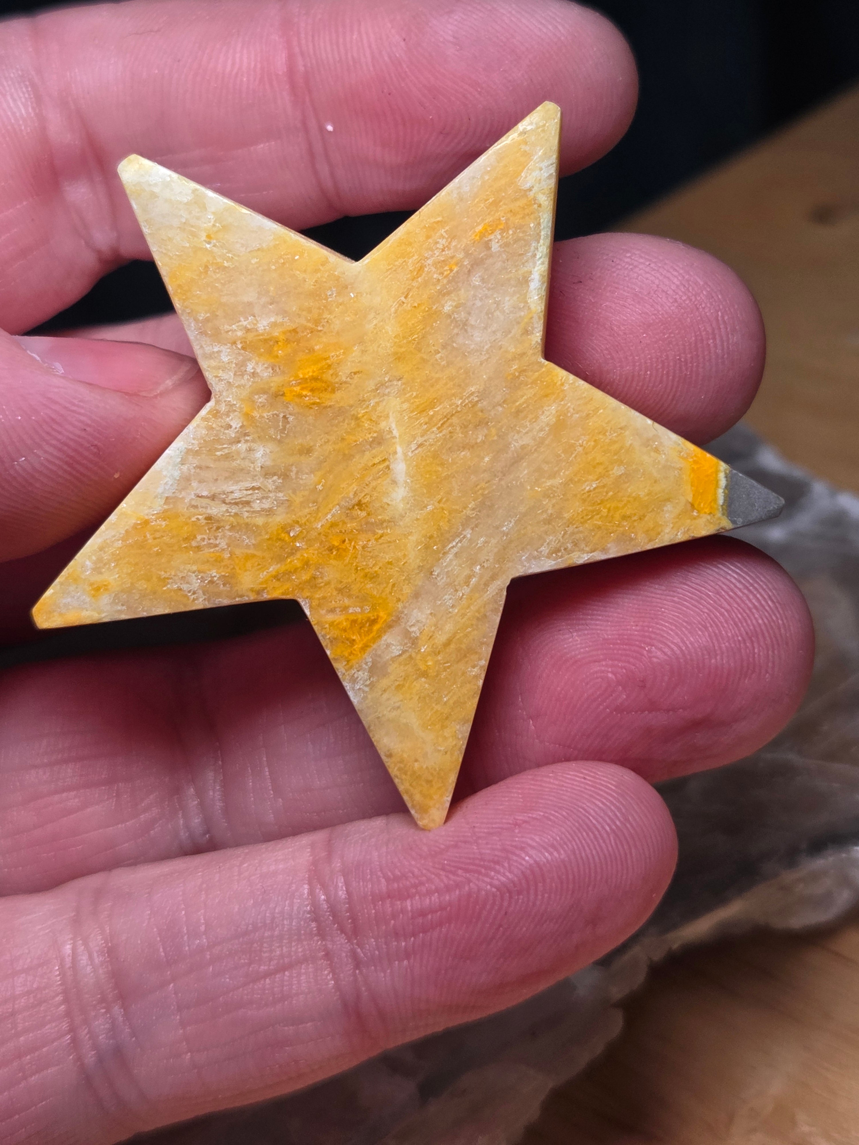 Bumblebee jasper crystal star carving