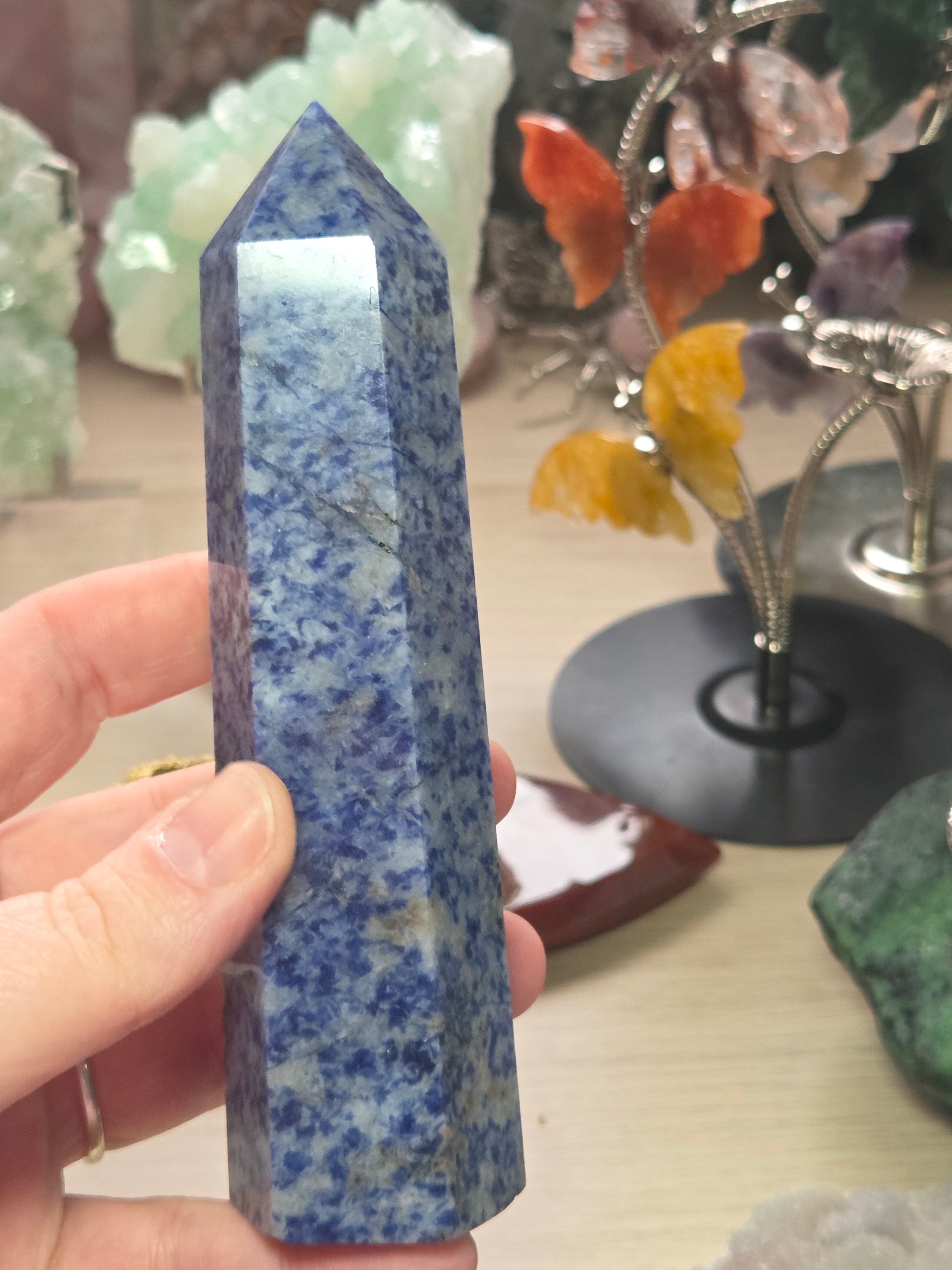 Blue spot Blue sodalite crystal large tower