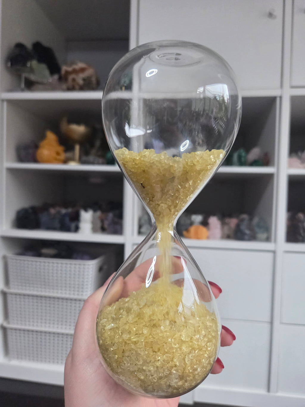 Citrine crystal hourglass carving