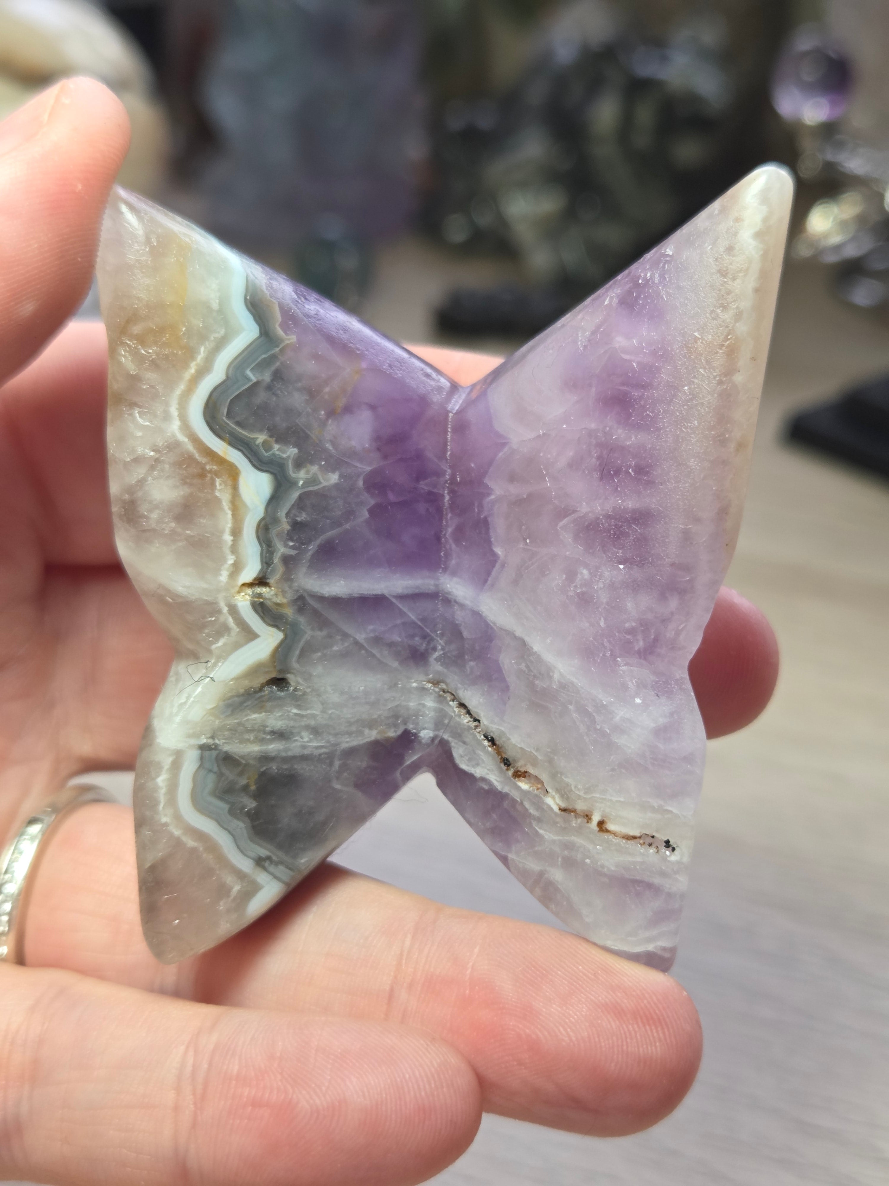 Crazy agate Amethyst butterfly