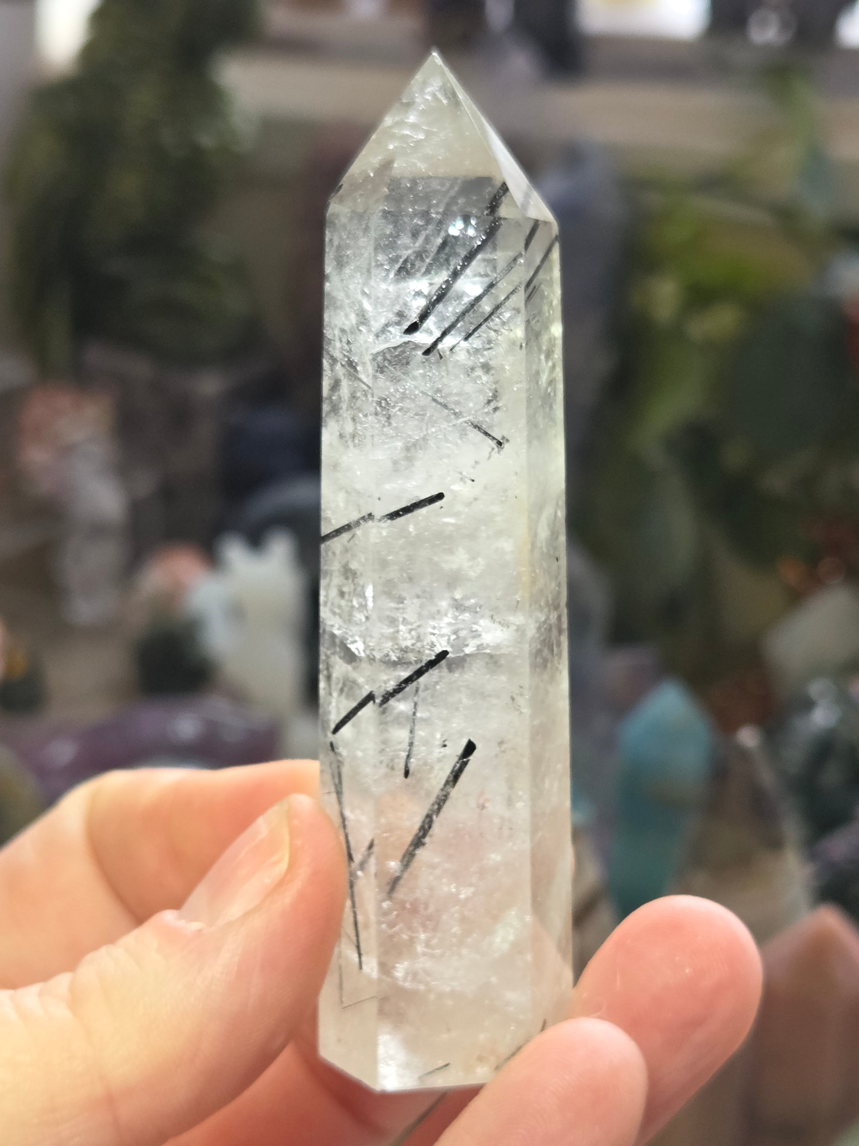 Grade A black Tourmaline rutile crystal tower