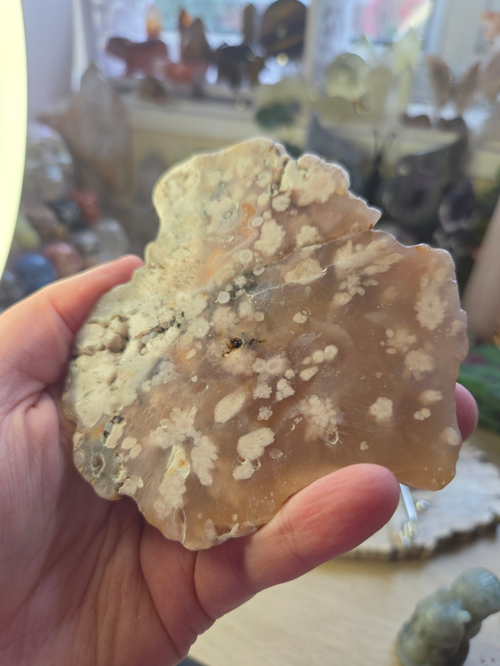 Flower agate crystal slice