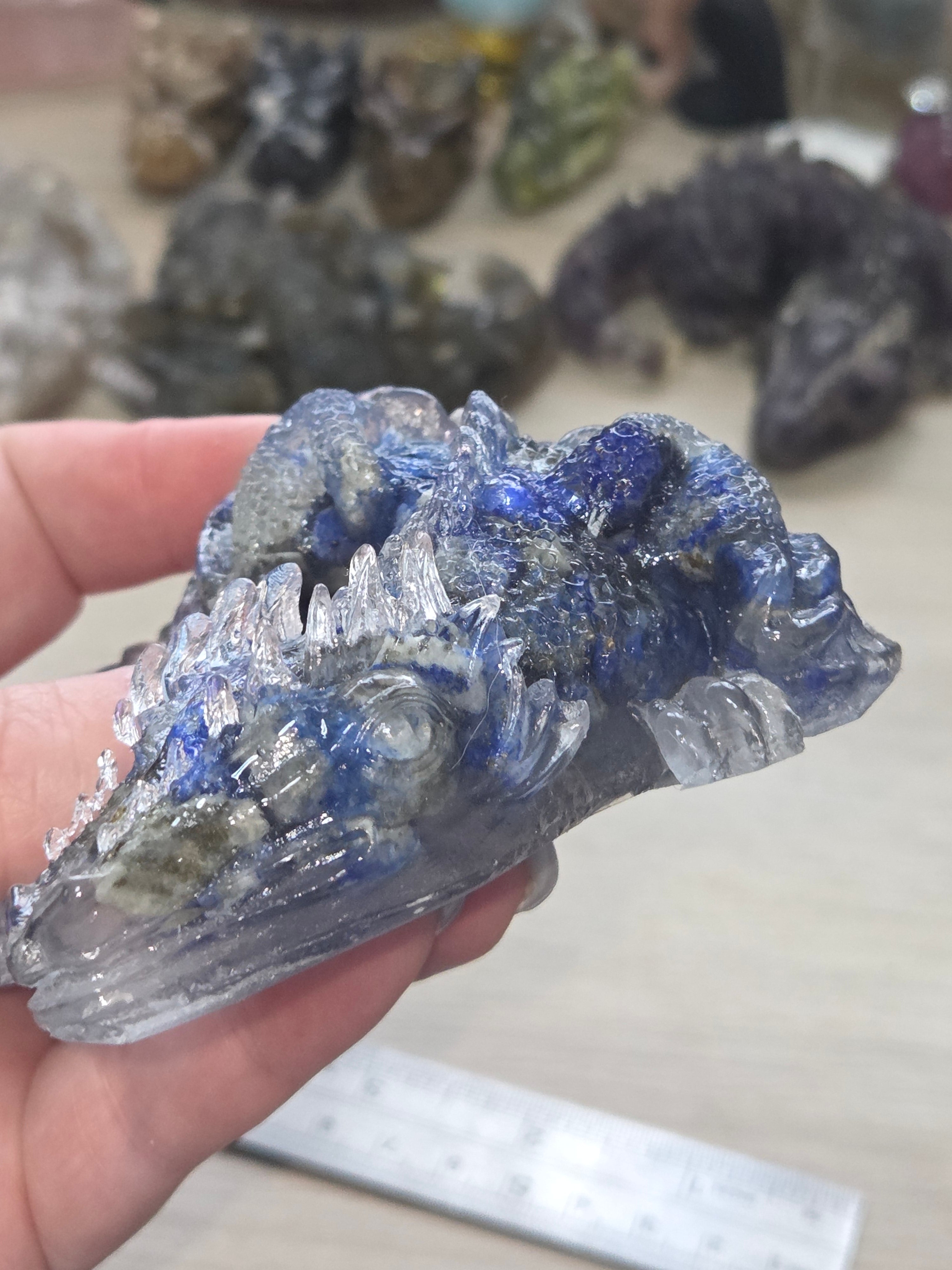 Crystal chip dragon carving