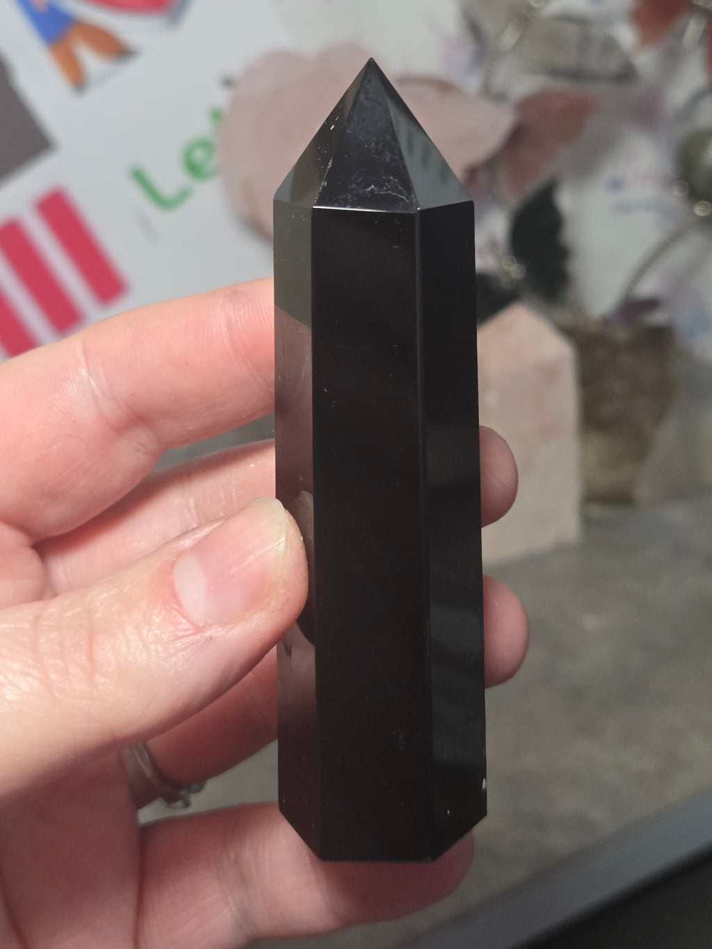 Obsidian crystal tower carving