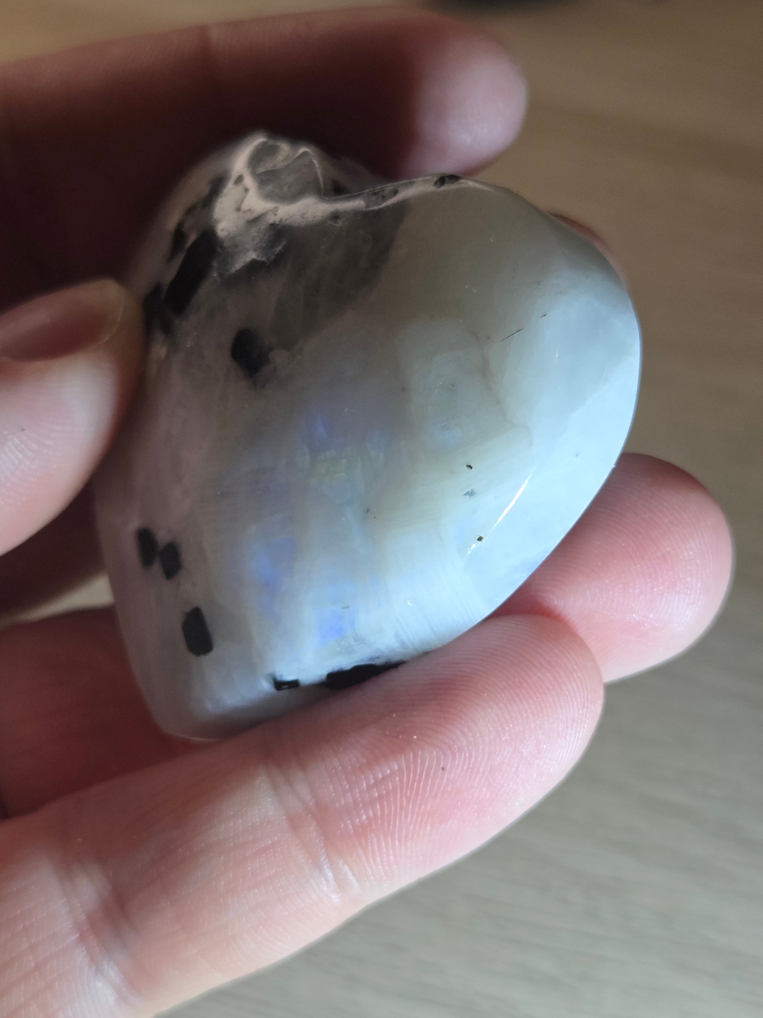 Rainbow moonstone crystal heart carving