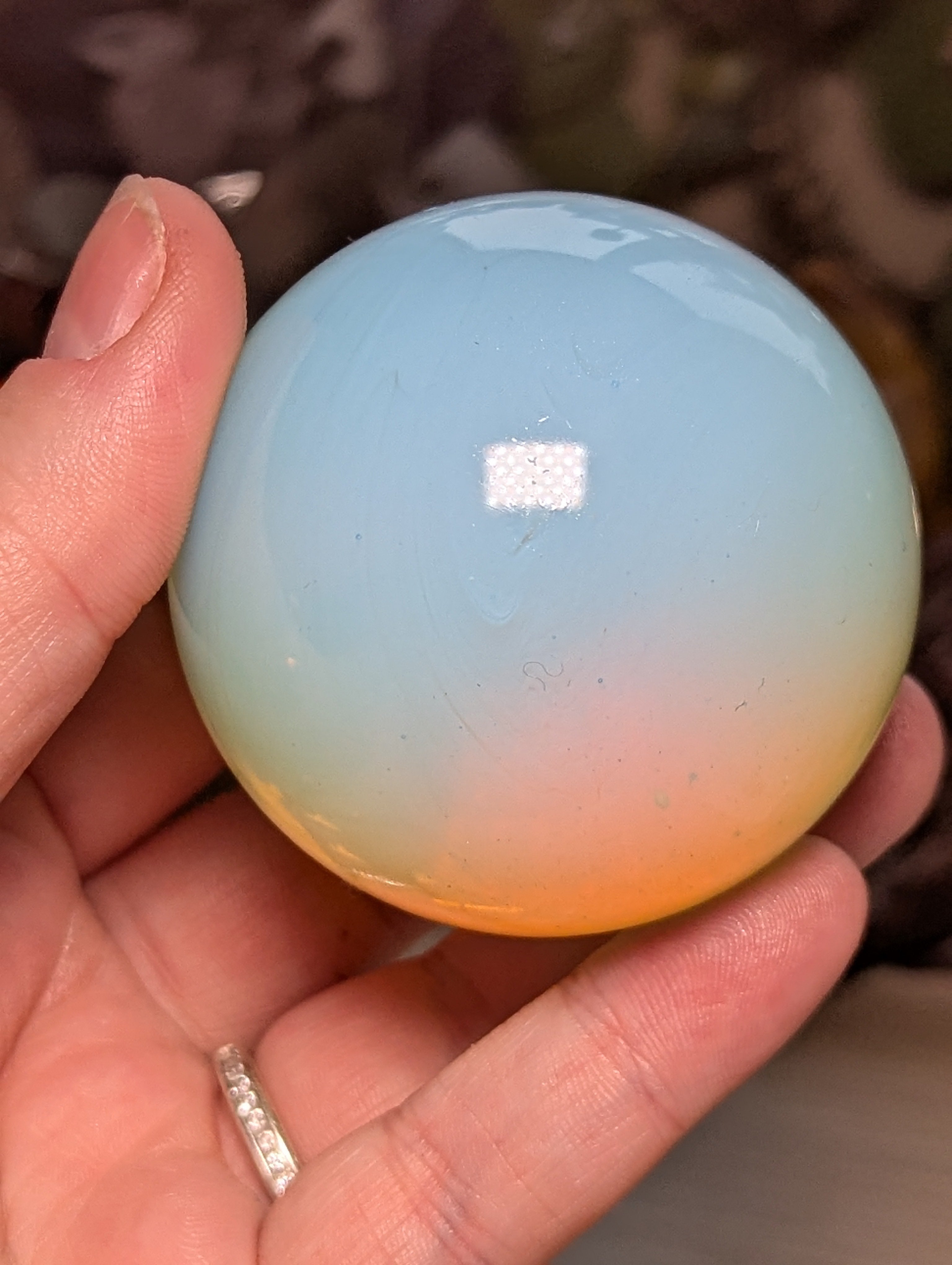 Opalite crystal sphere with stand