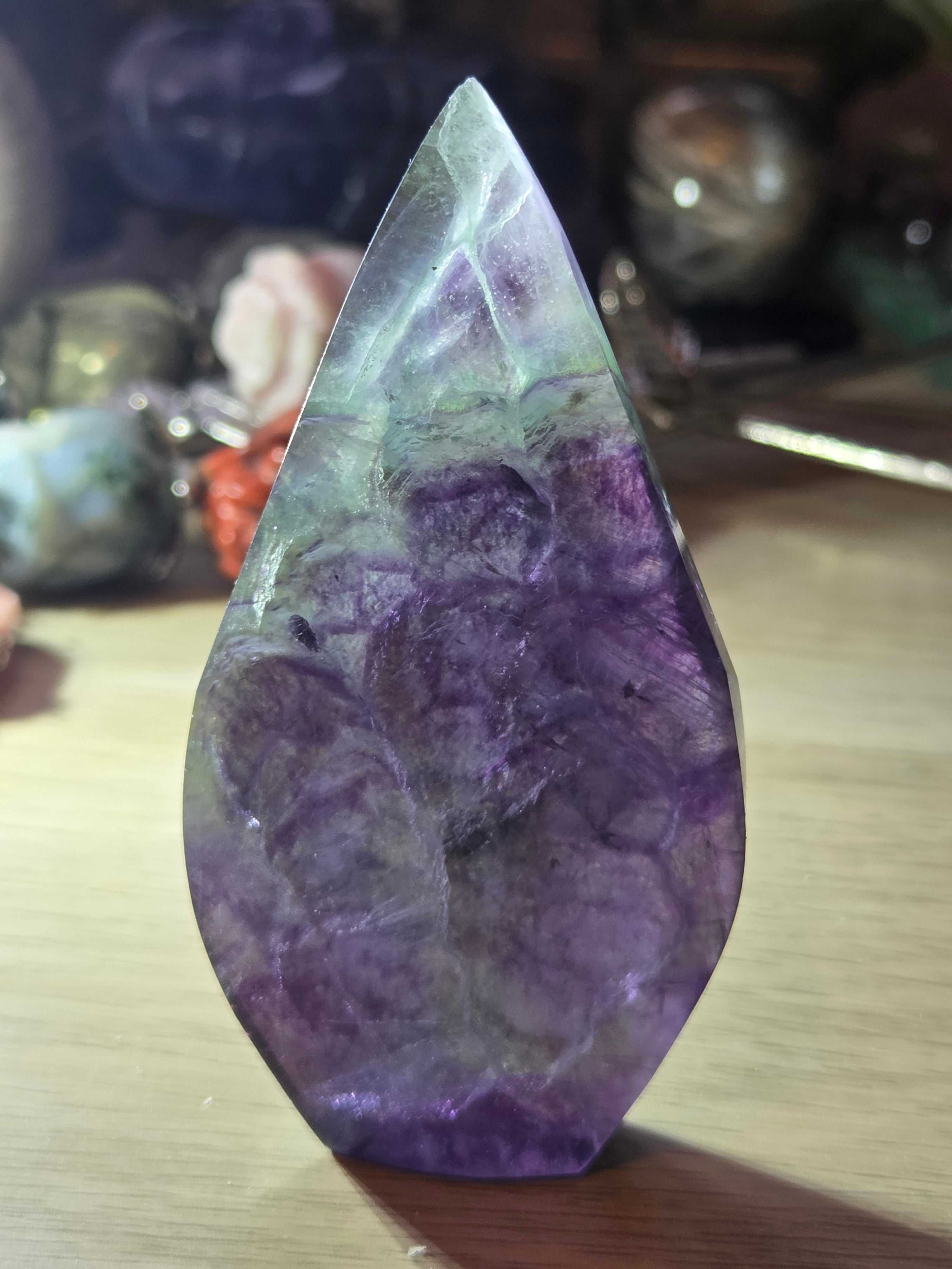 Flourite crystal tear drop carving