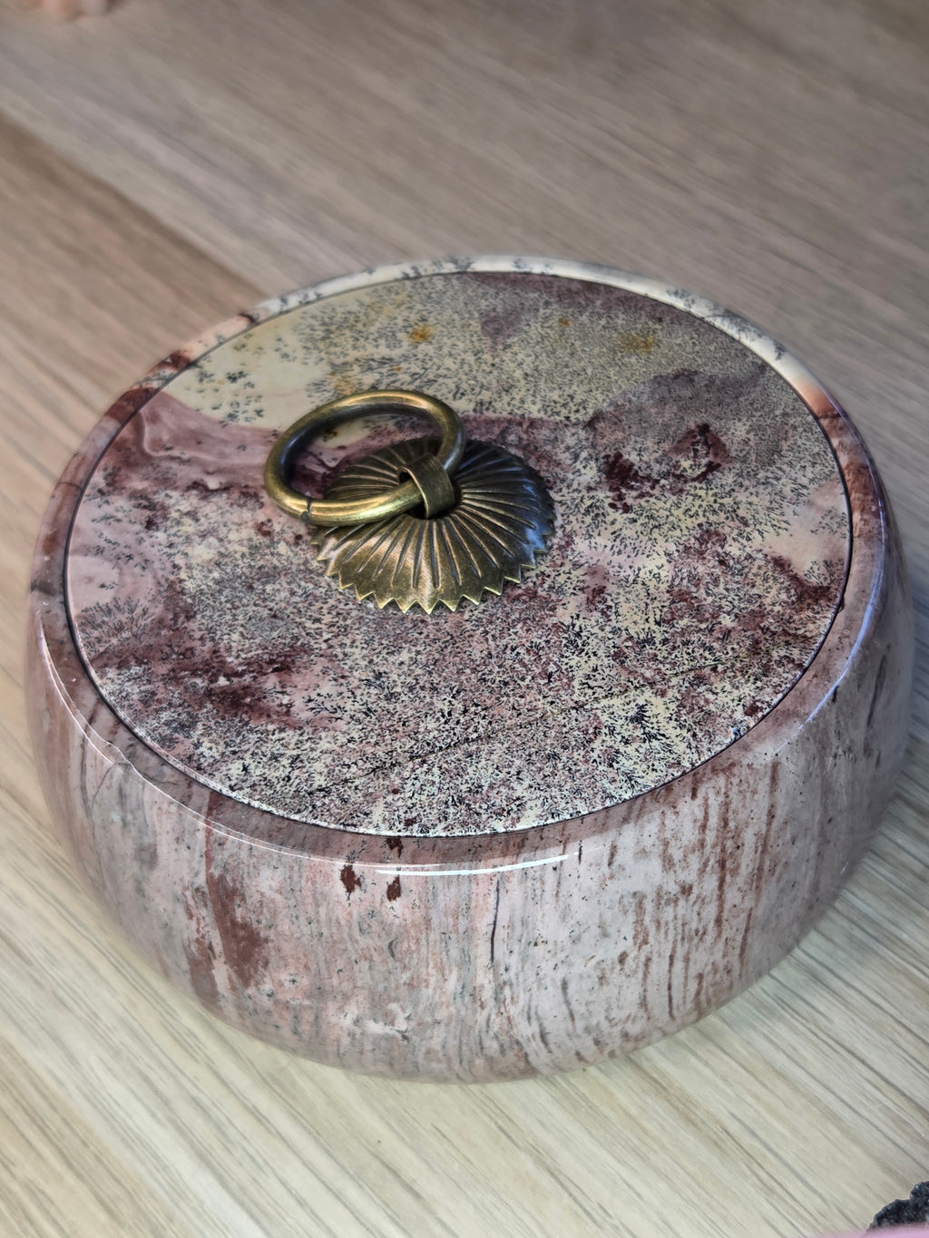 Pink Picture Jasper crystal trinket box