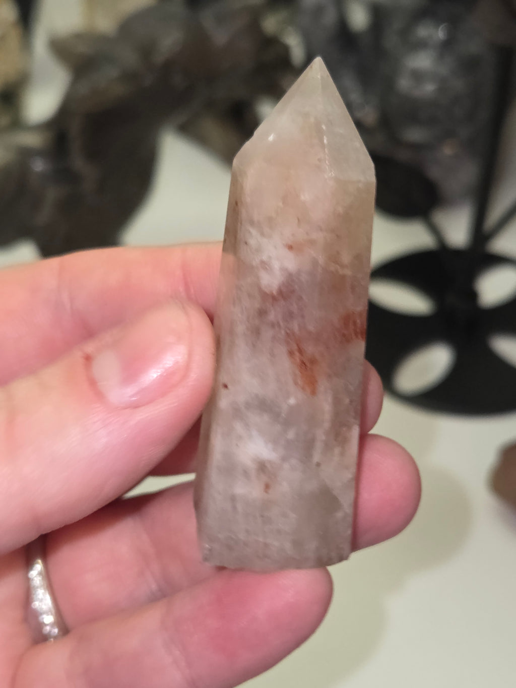 Sunstone and fire quartz crystal tower