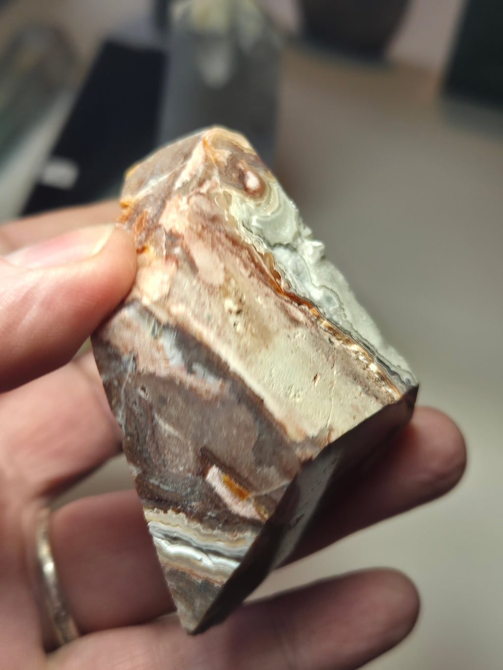 Crazy lace agate crystal freeform with imperfections