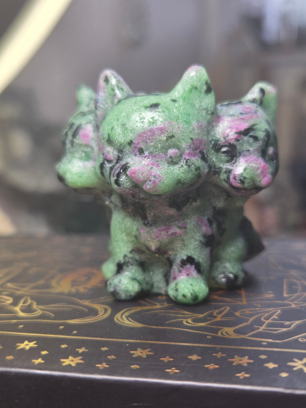 Ruby in zoiltie crystal three headed dog