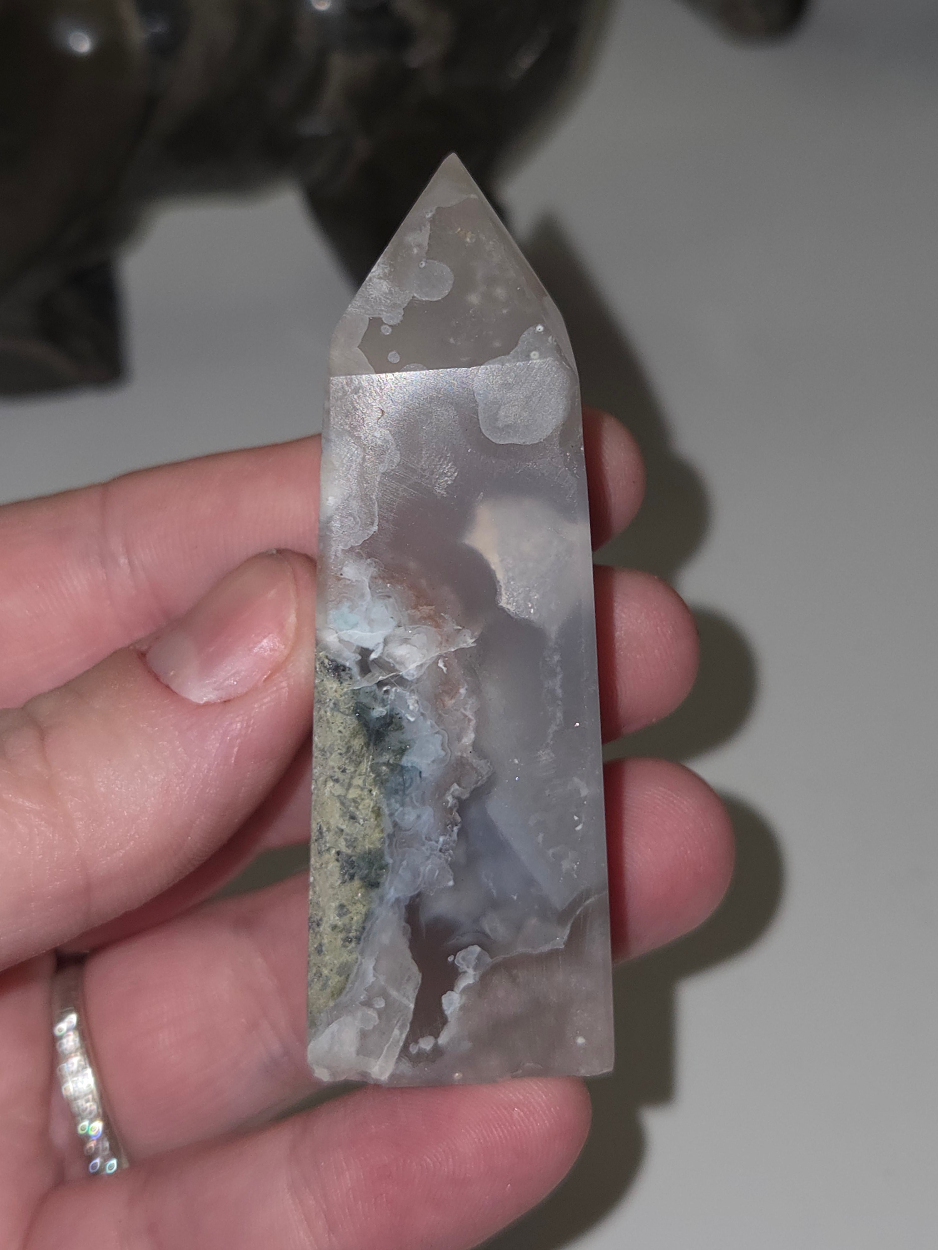 Beautiful flower agate crystal tower