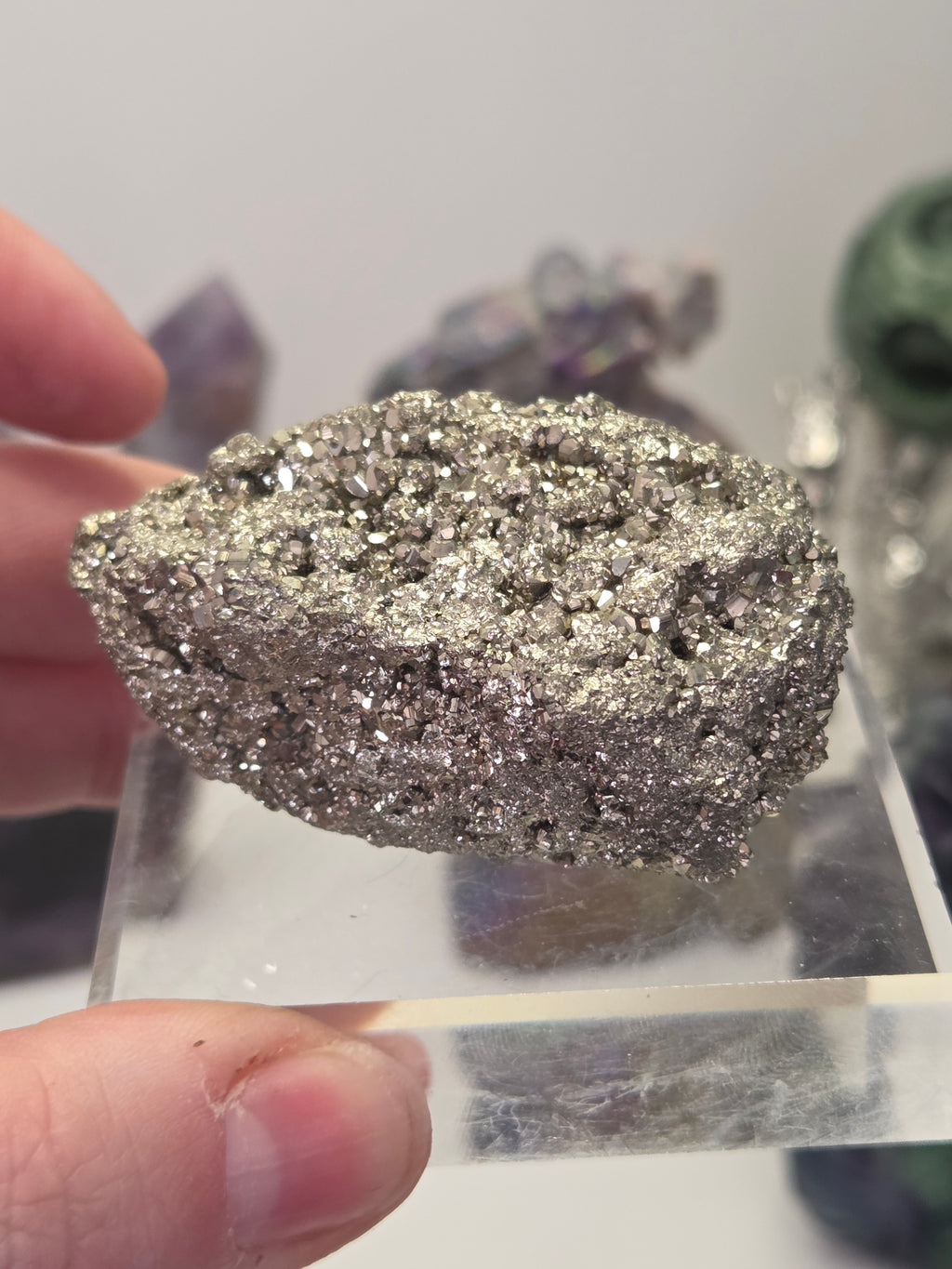 Pyrite specimen with stand