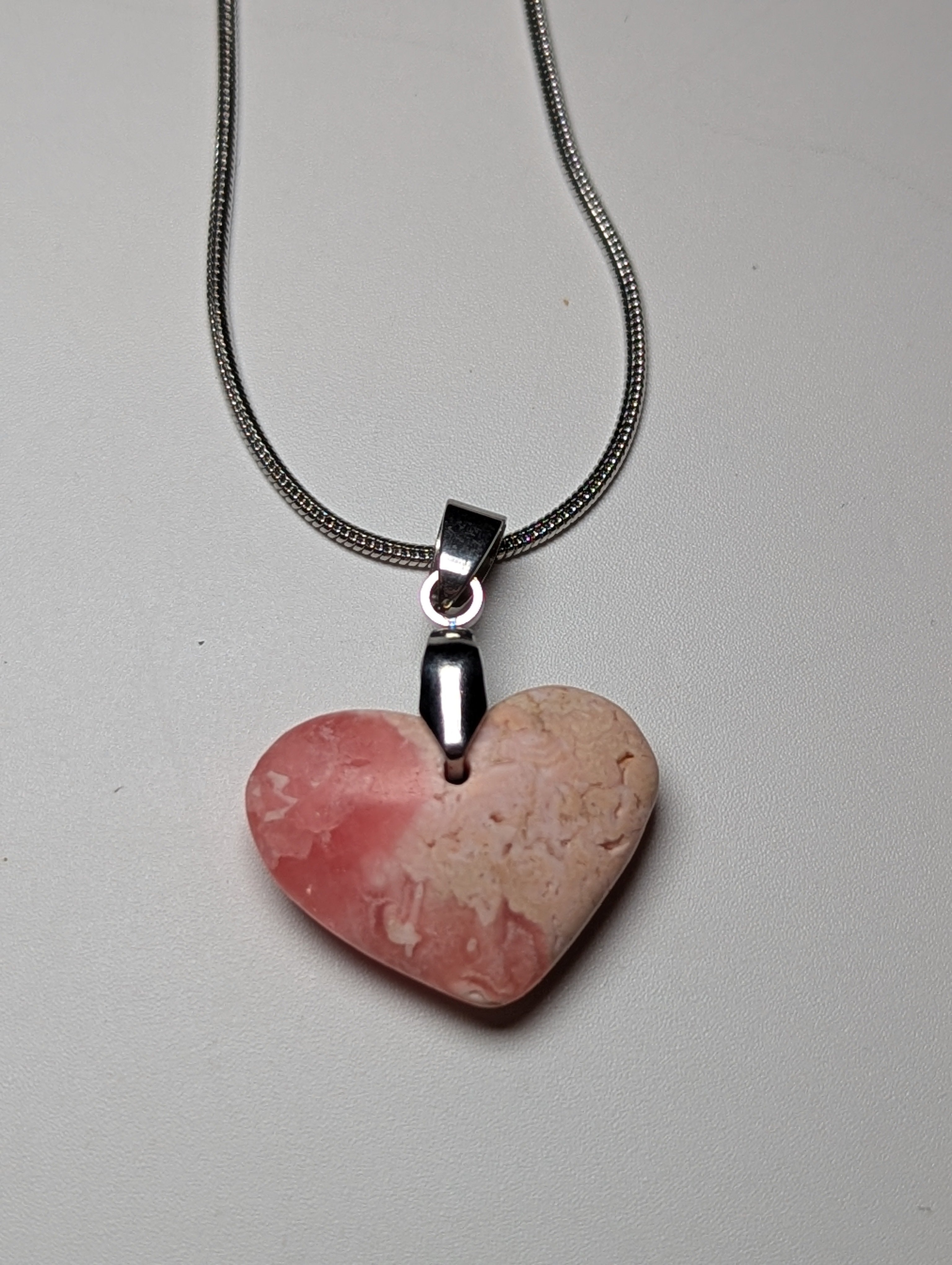 Rhodochrosite heart handmade crystal necklace