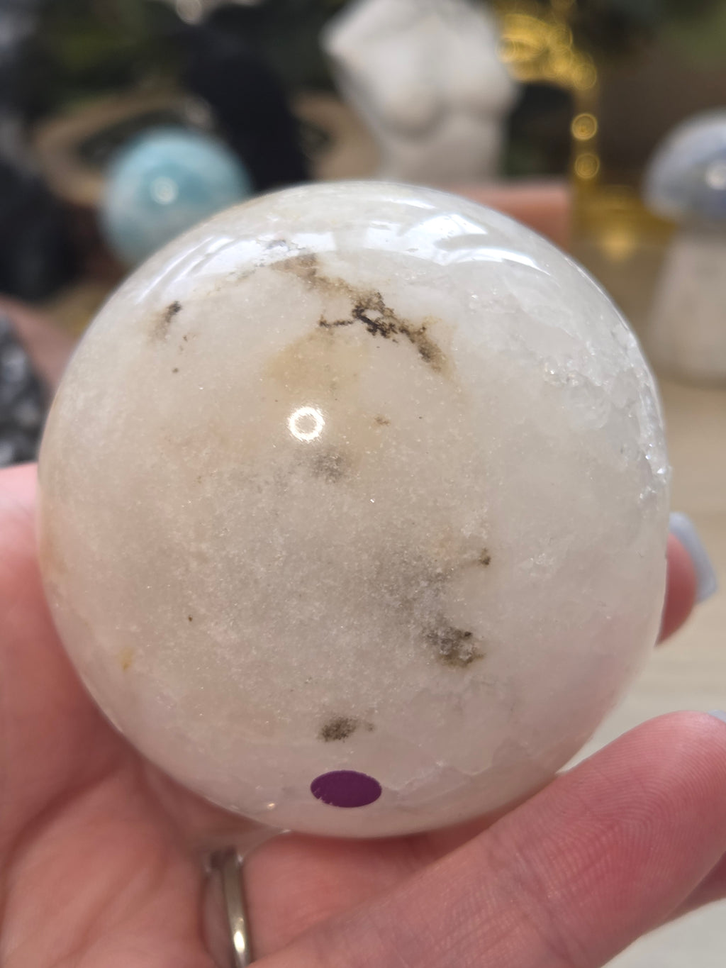 Clear quartz crystal sphere