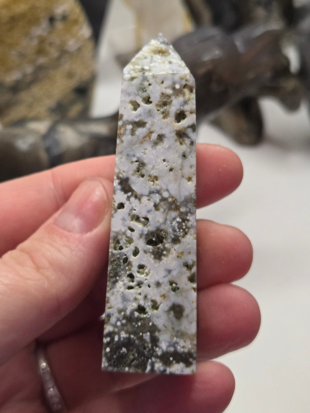 Ocean Jasper crystal tower carving