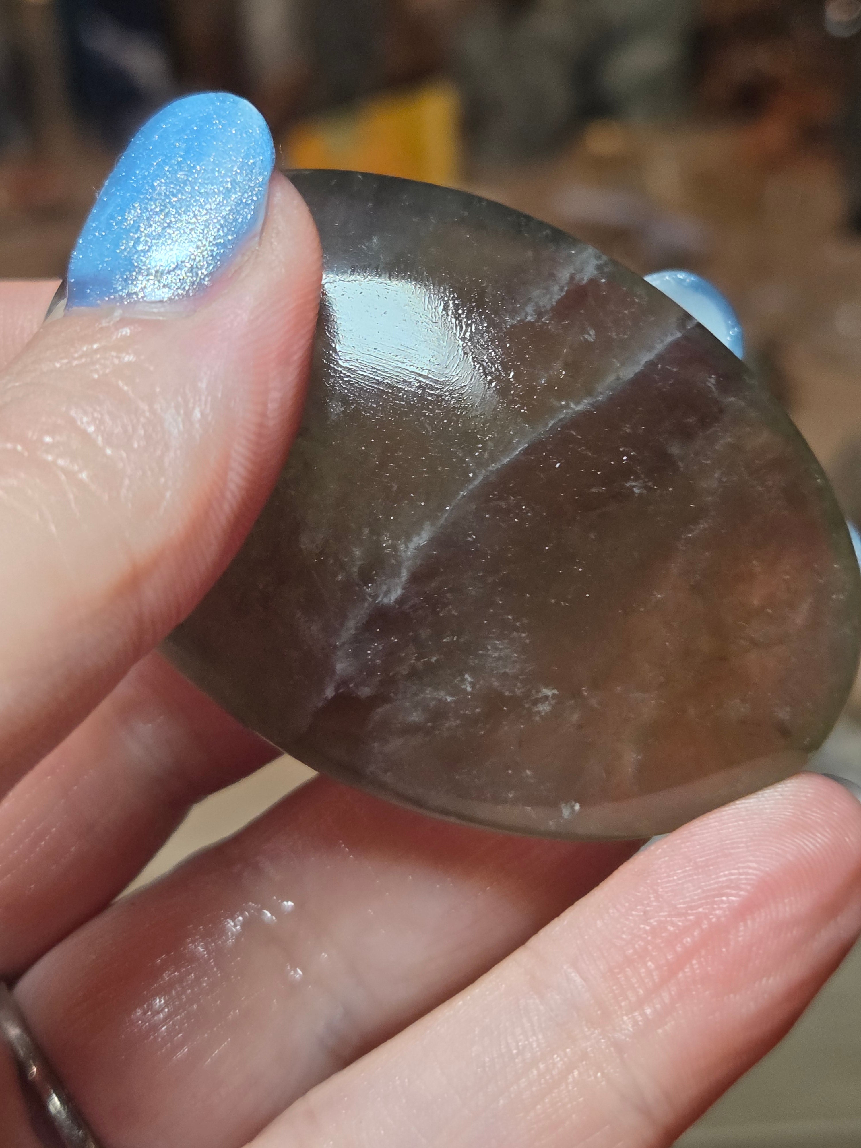 Natural  green Amethyst crystal palm stone