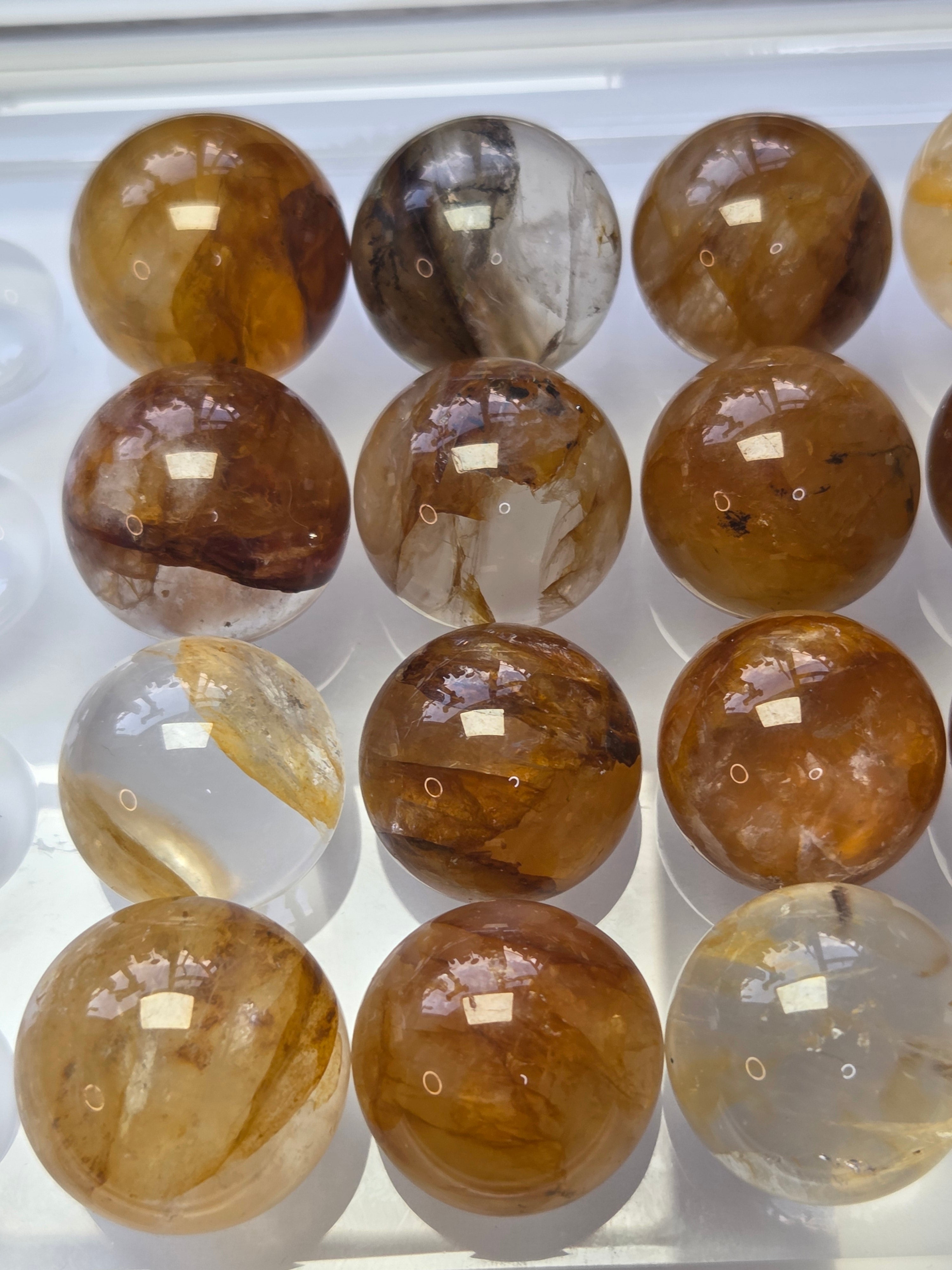Golden healer and fire quartz crystal mini spheres