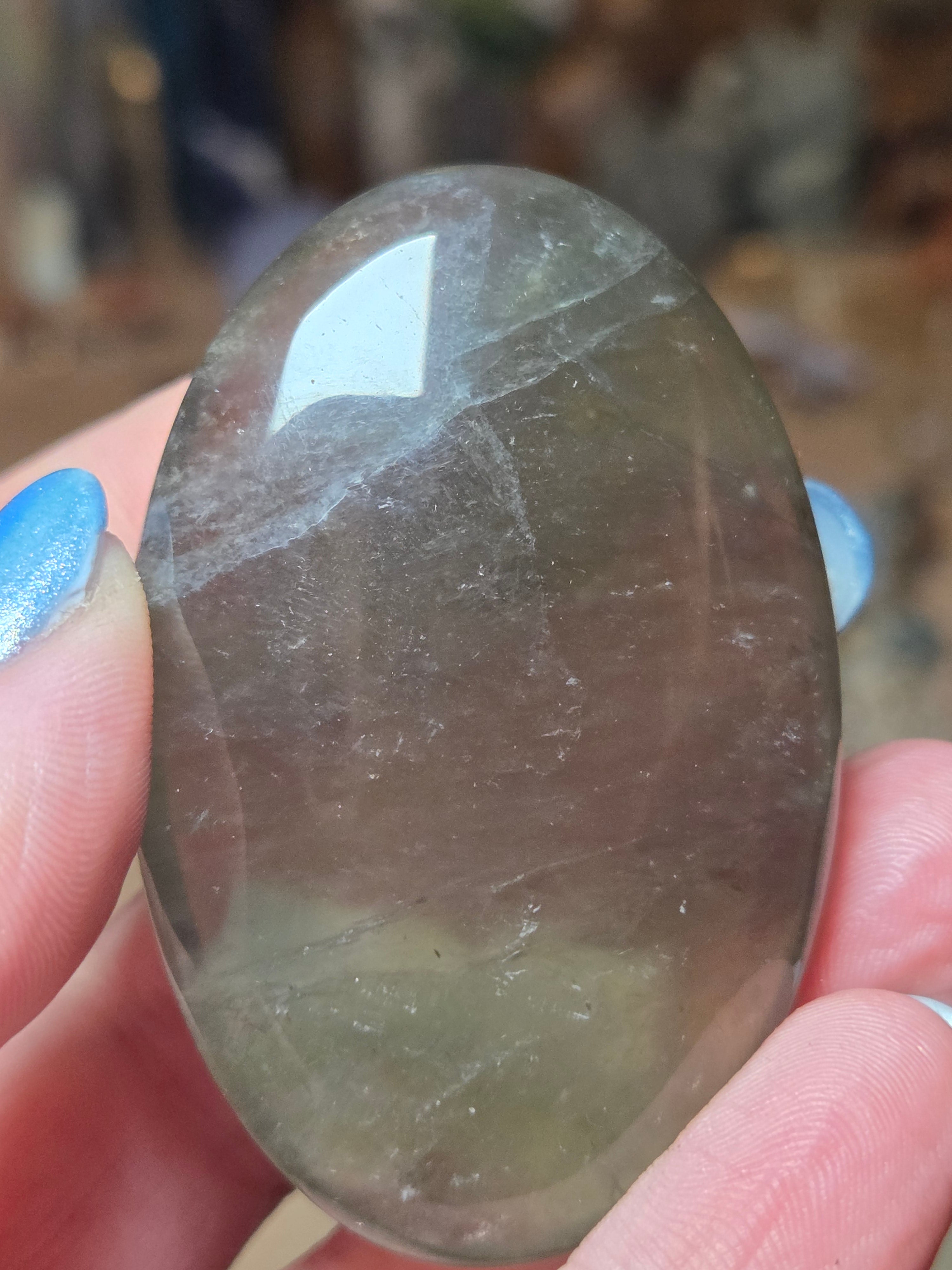 Natural  green Amethyst crystal palm stone