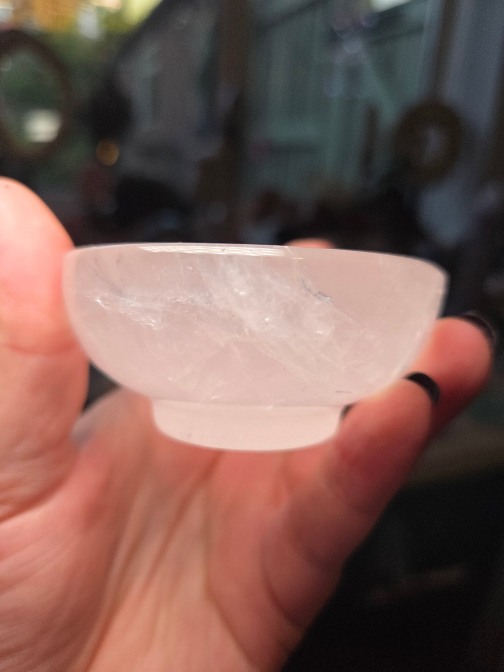 Rose quartz crystal bowl