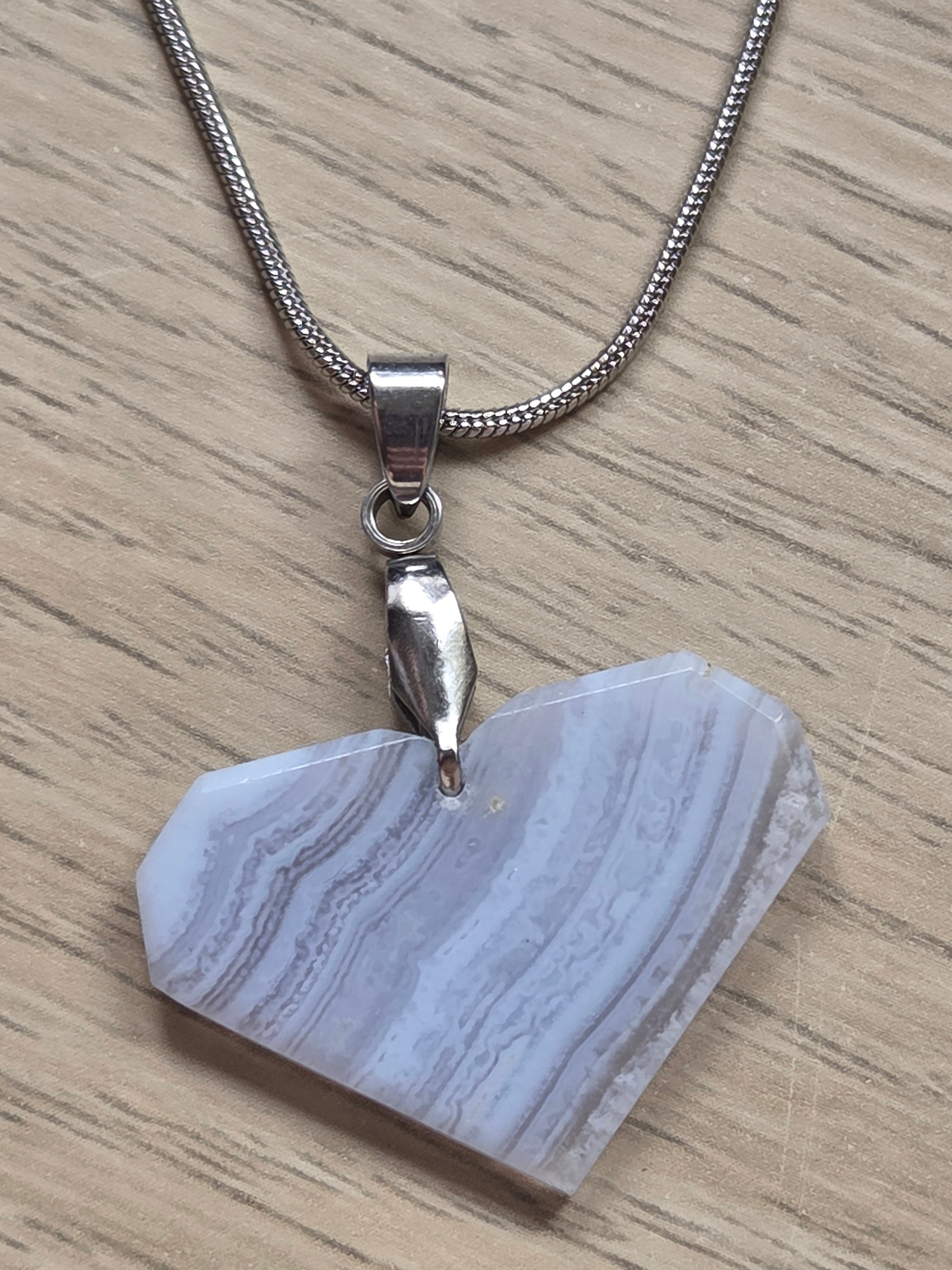 Blue lace  agate crystal handmade  necklace