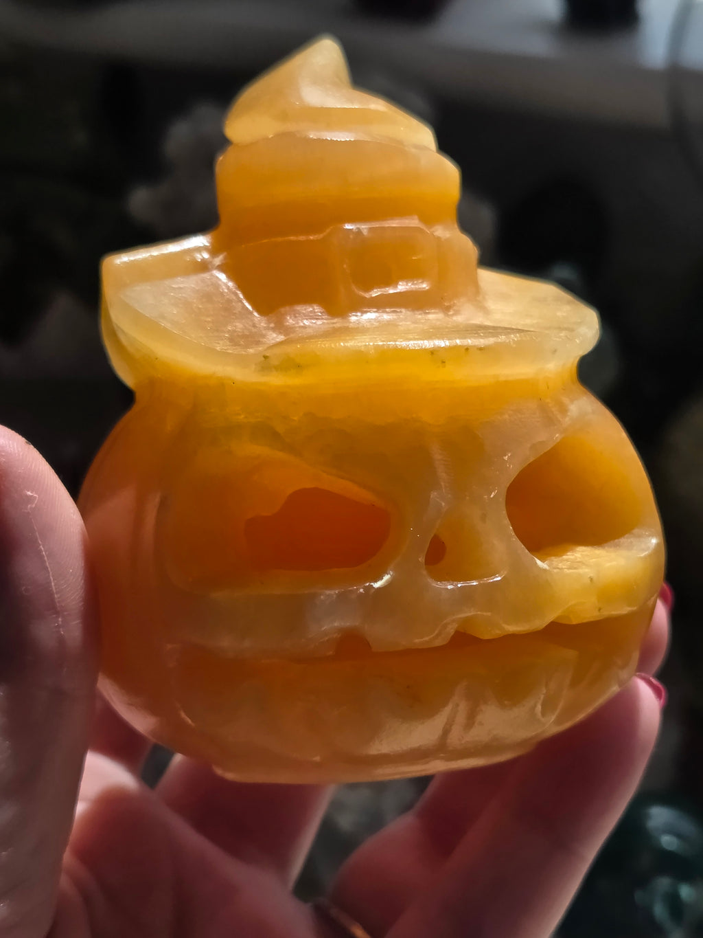 Orange calcite crystal pumpkin