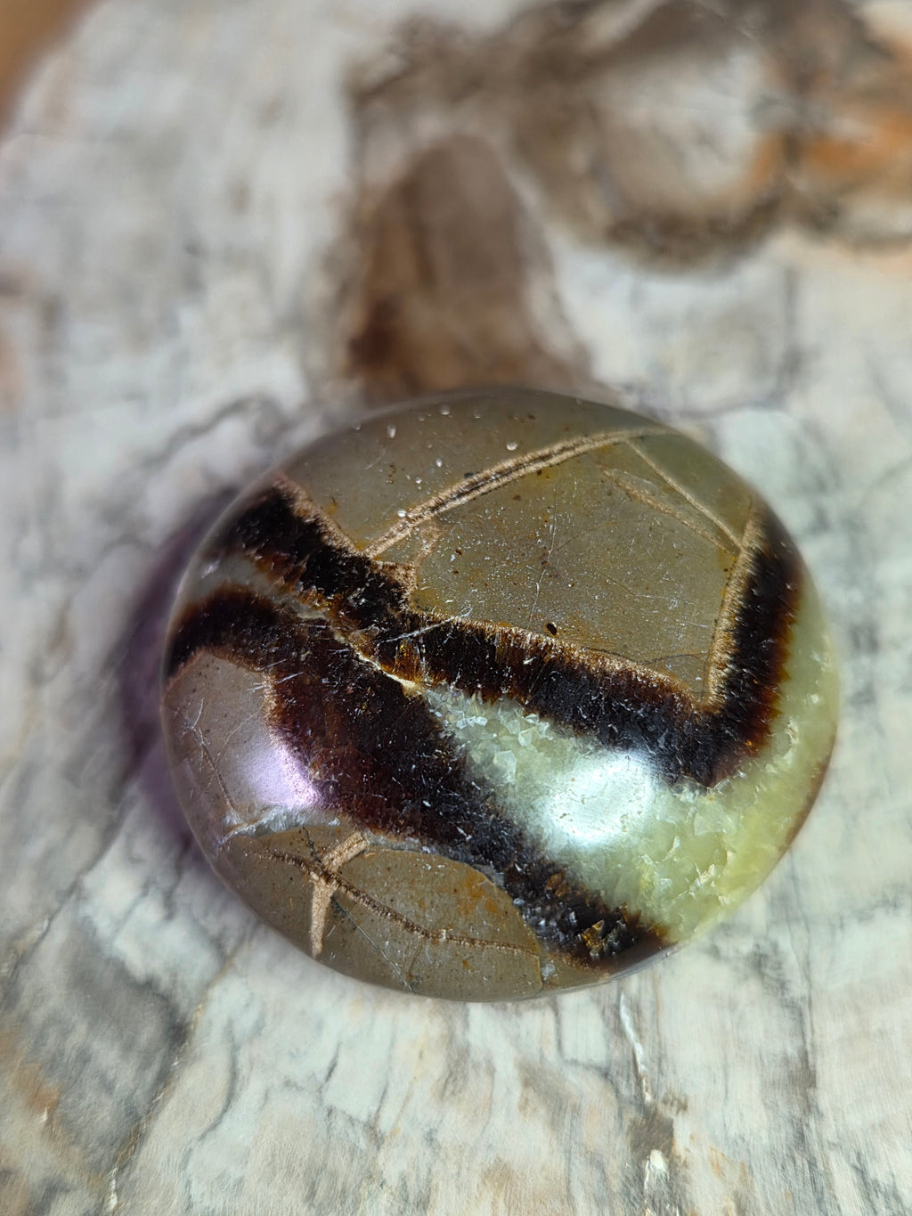 Serpentine crystal small palm stone