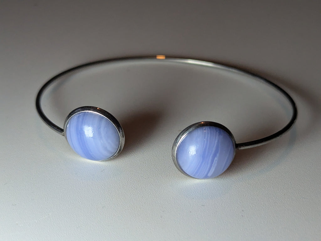 Blue lace handmade bracelet adjustable stainless steel
