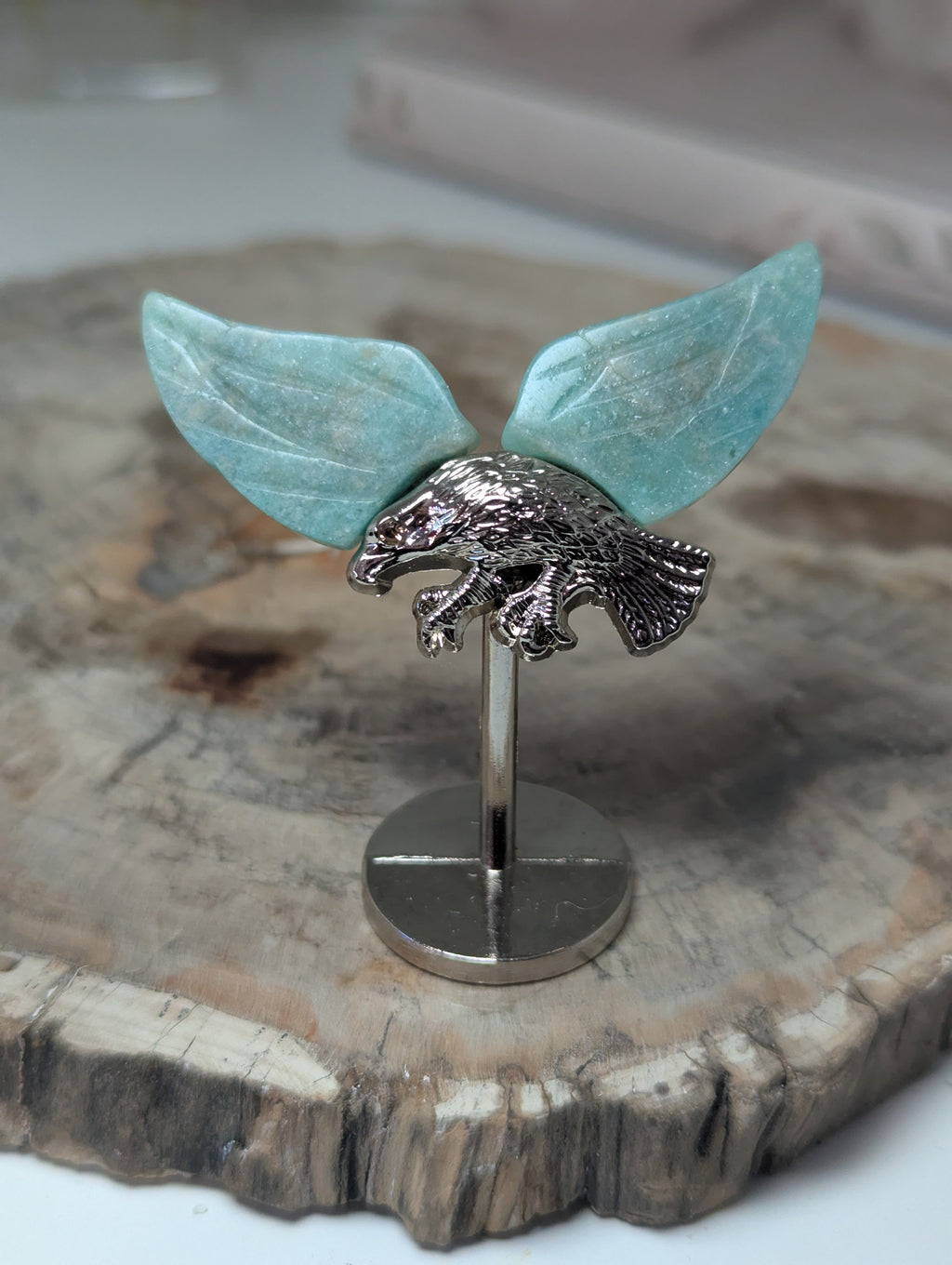 Amazonite  crystal winged Eagle carving