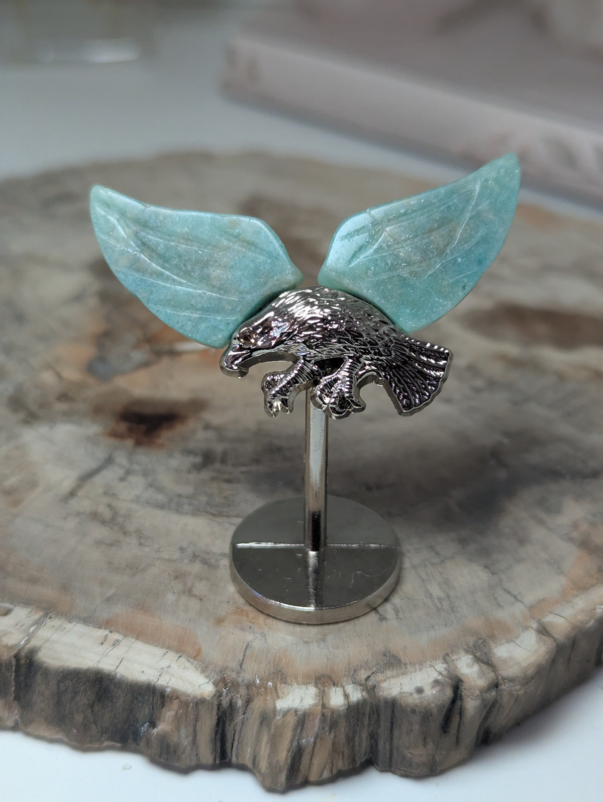 Amazonite  crystal winged Eagle carving