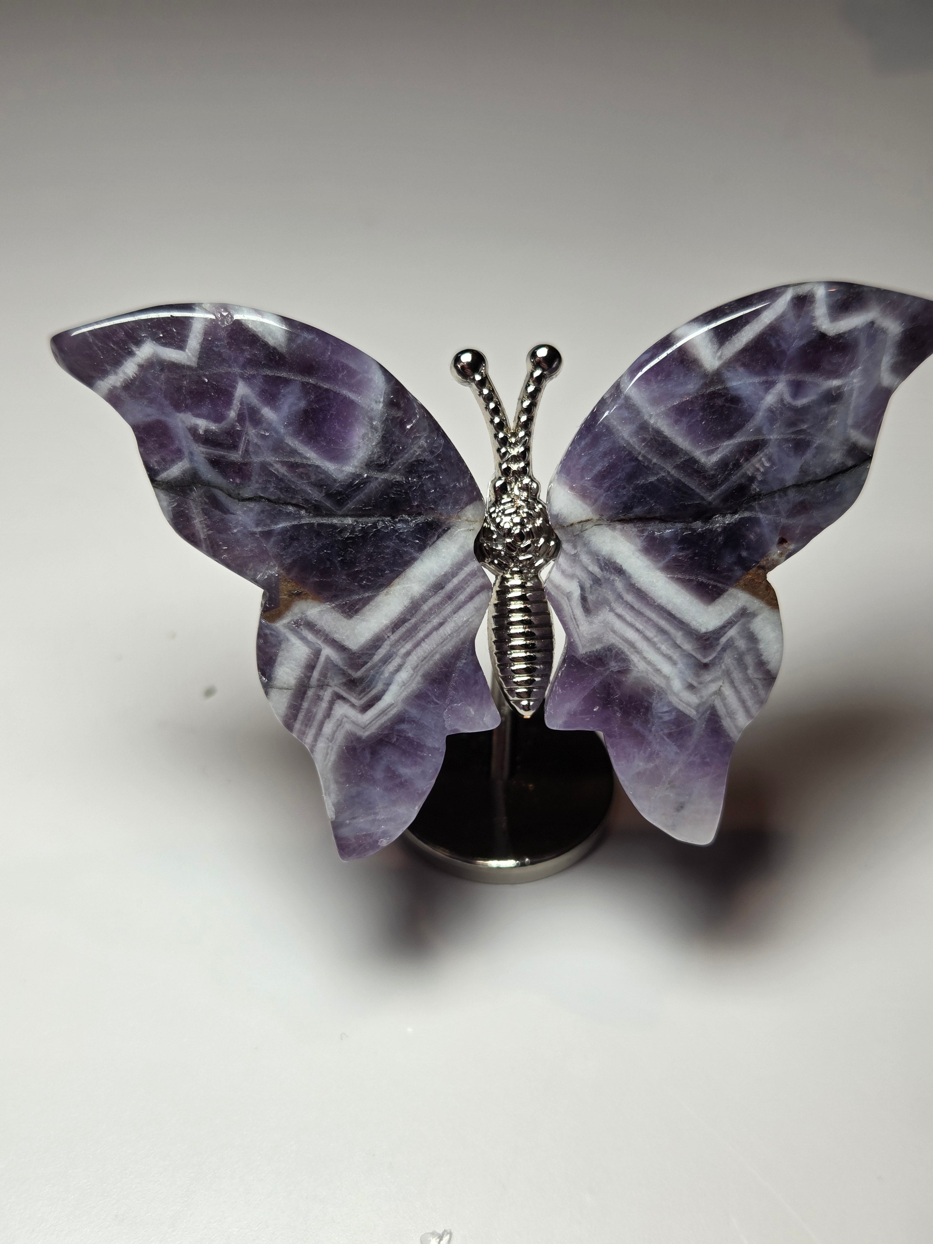 Dream Amethyst crystal butterfly on stand