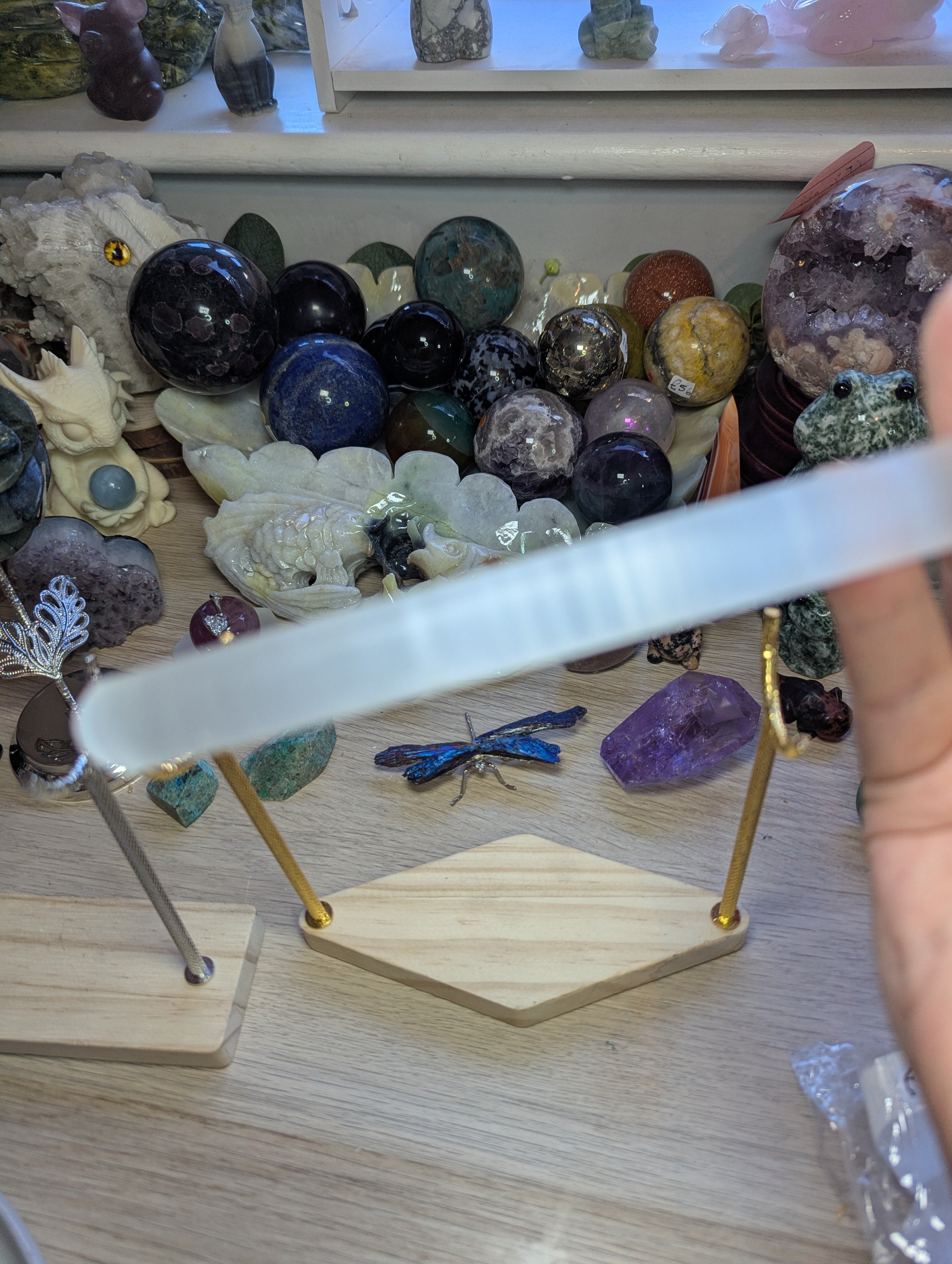 Selenite crystal ring stand