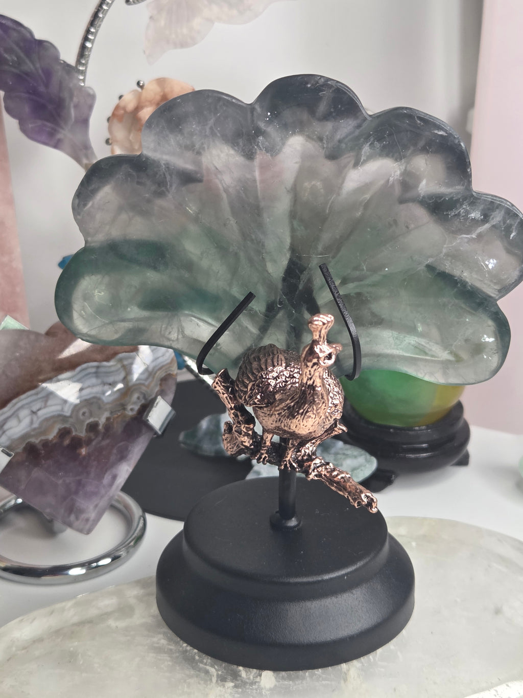 Amazing  Flourite crystal peacock crystal and stand