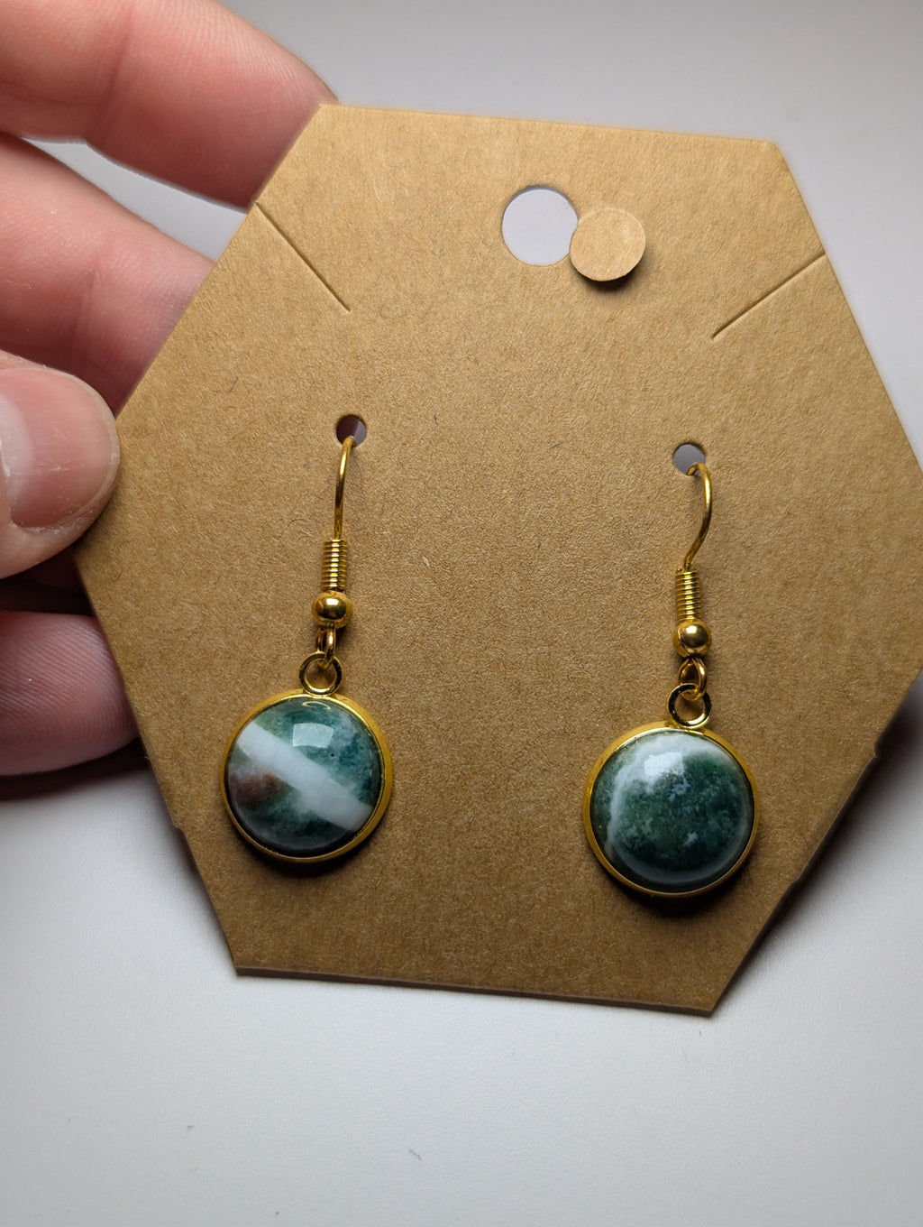 Moss Agate crystal handmade earrings