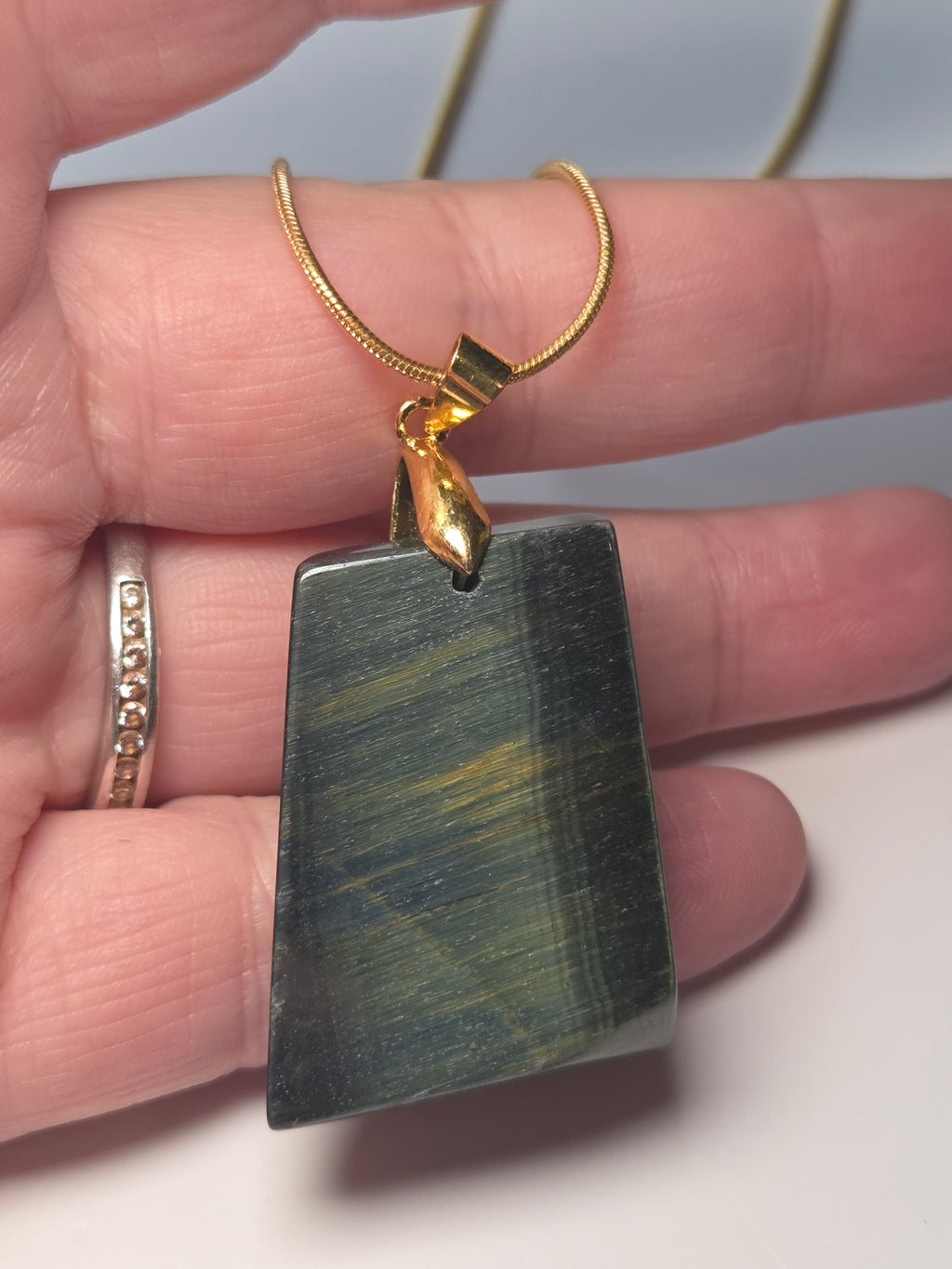 Blue tigers eye crystal necklace