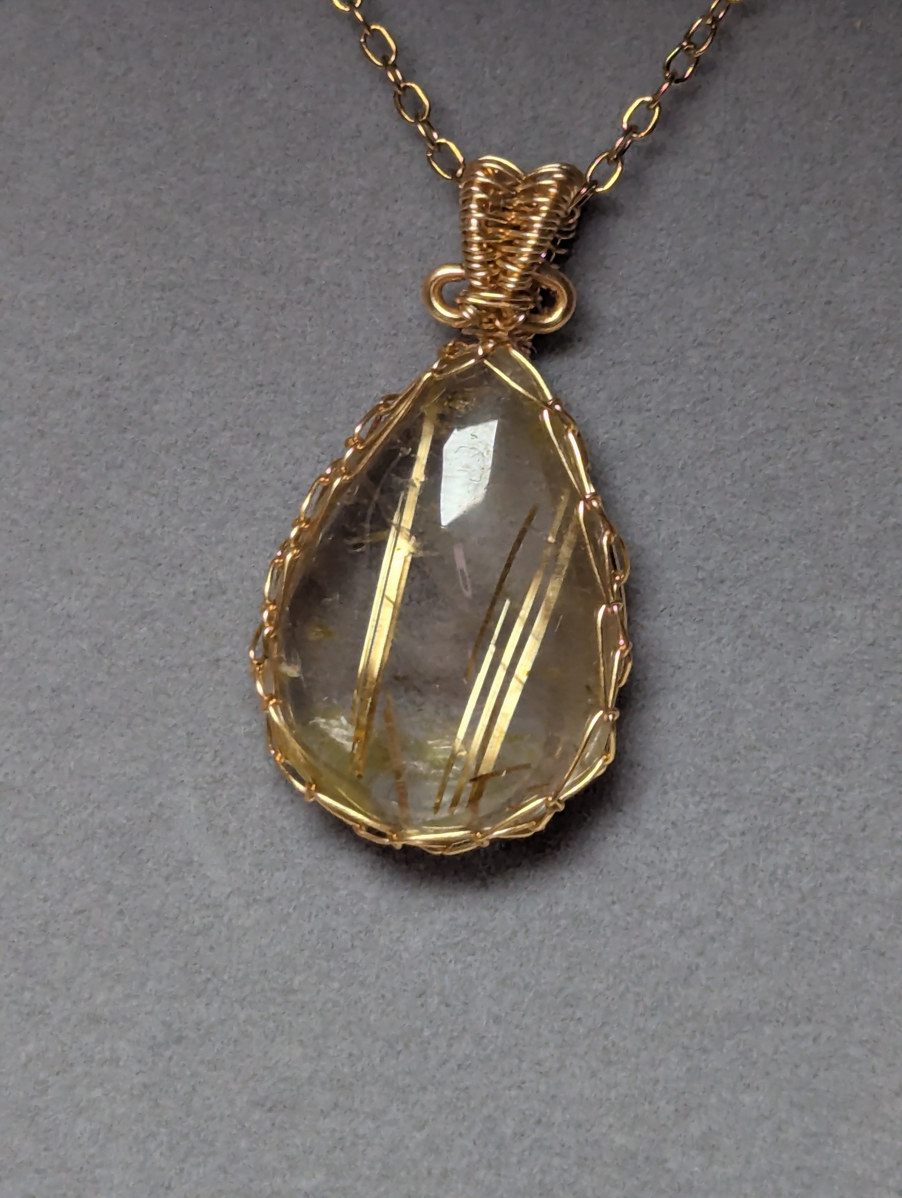 High quality golden Rutlile crystal handmade necklace