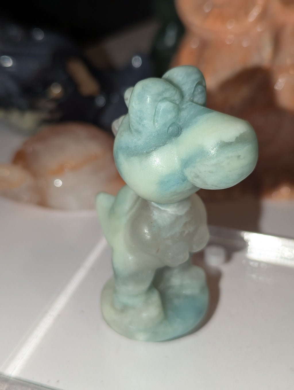 Blue jade crystal Yoshi carving