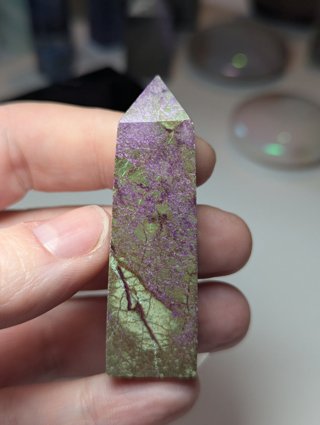 Stichtite crystal tower
