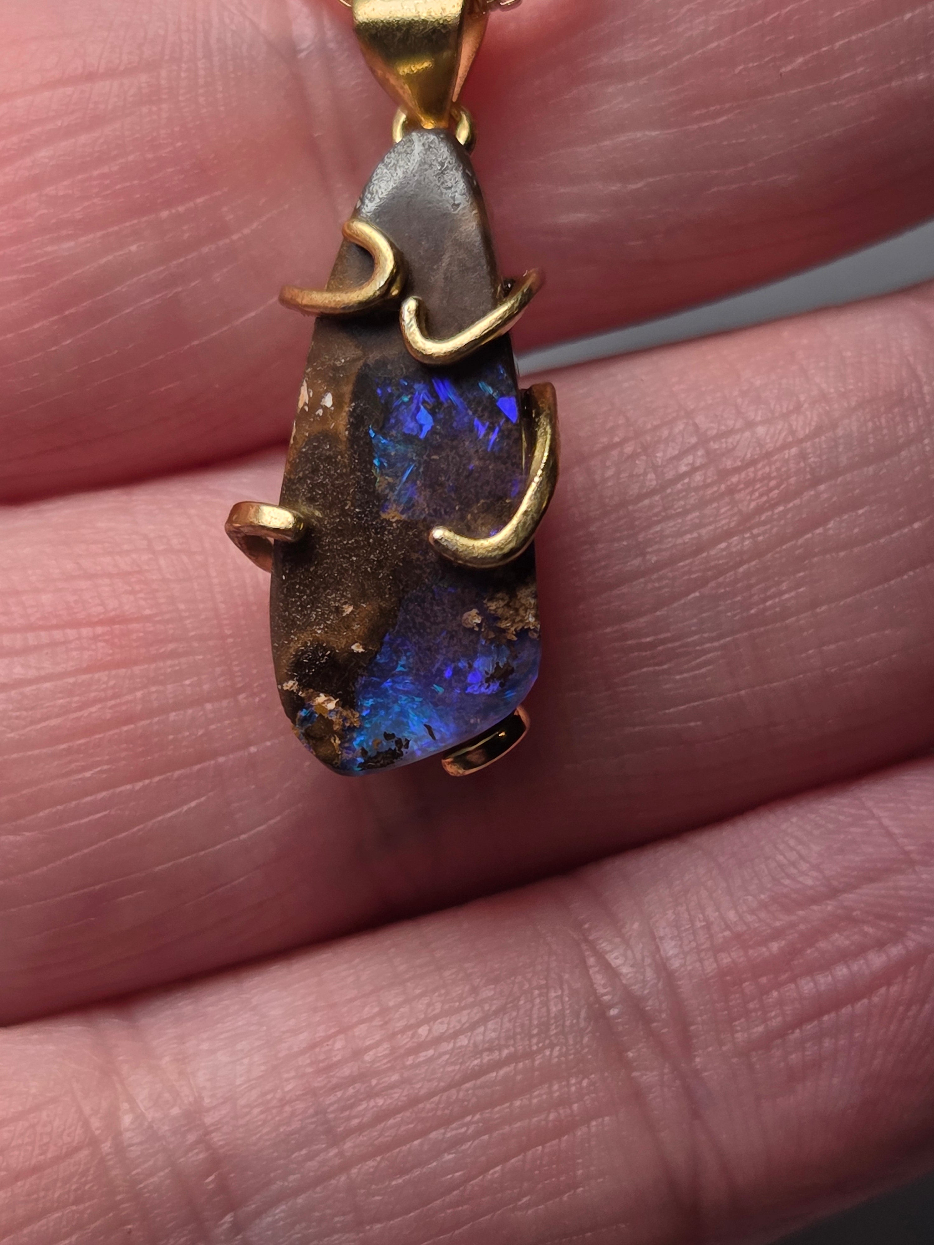 Handmade  bolder opal necklace s925