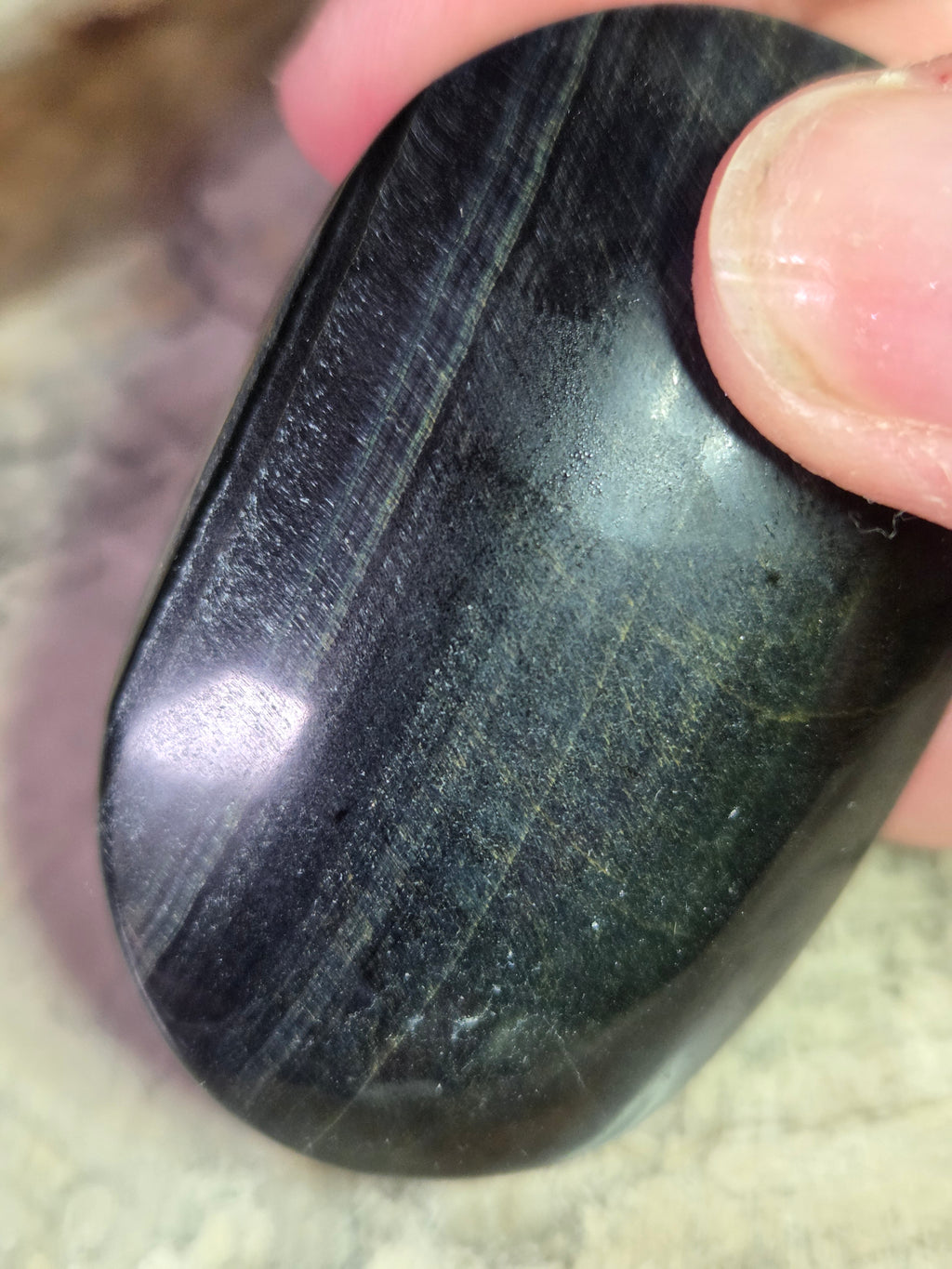 Blue tigers eye crystal palm stone