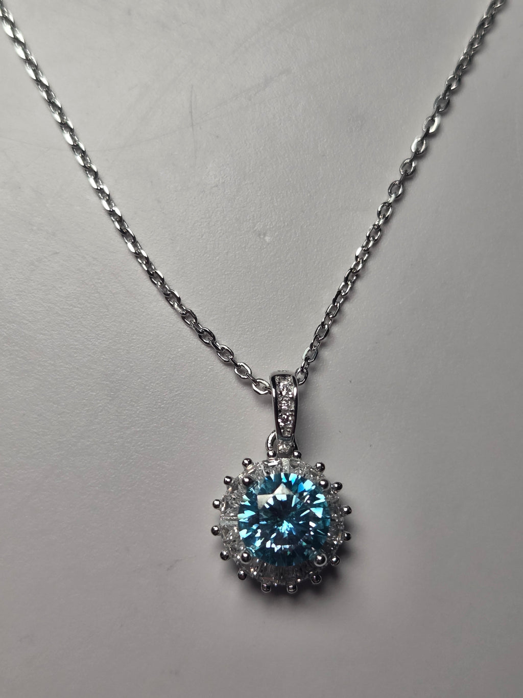 Blue Moissonite Diamond necklace 2 carot s295 with certificate