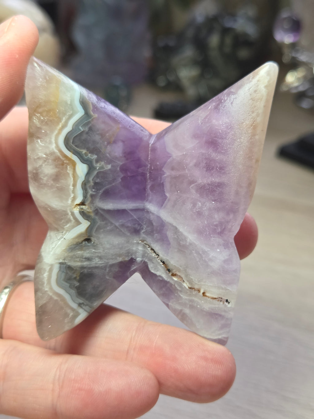 Crazy agate Amethyst butterfly