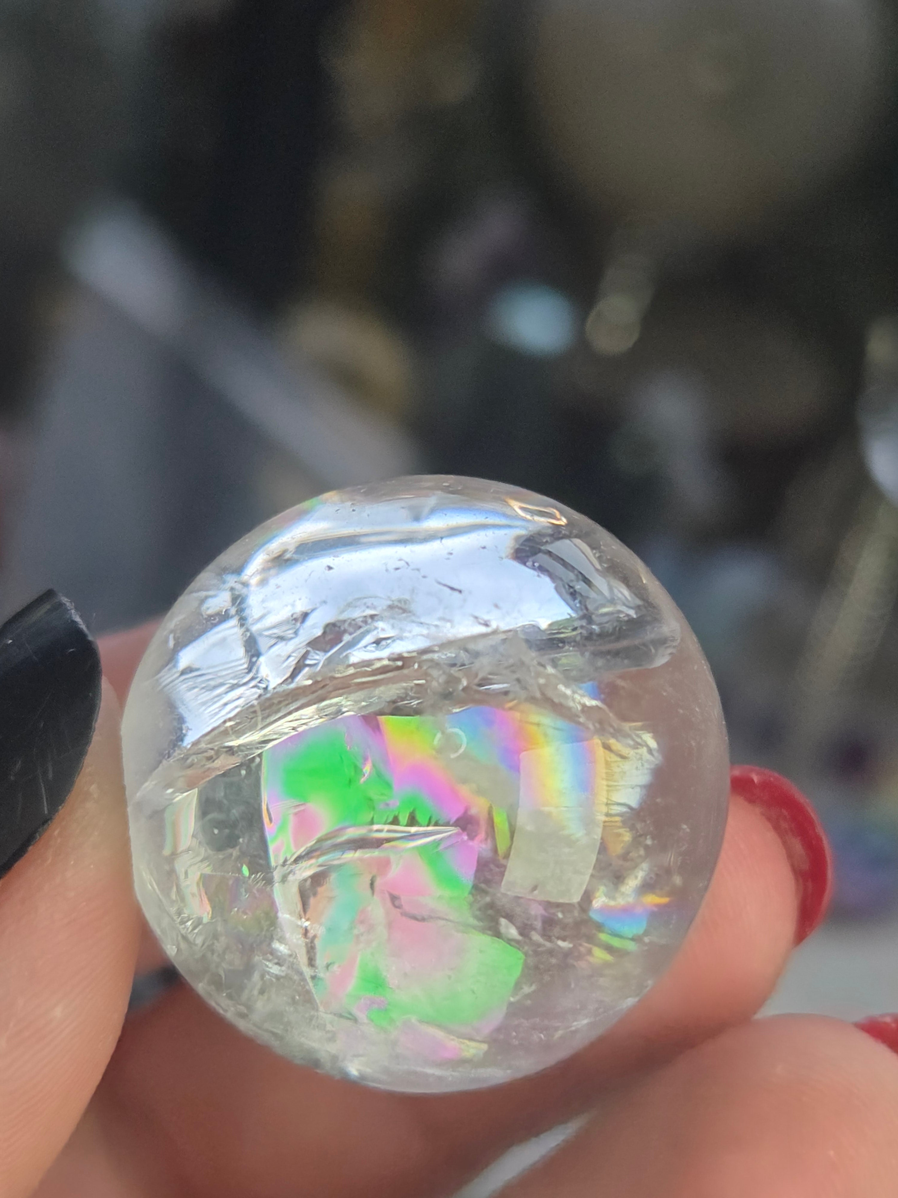 Amazing  clear quartz crystal sphere