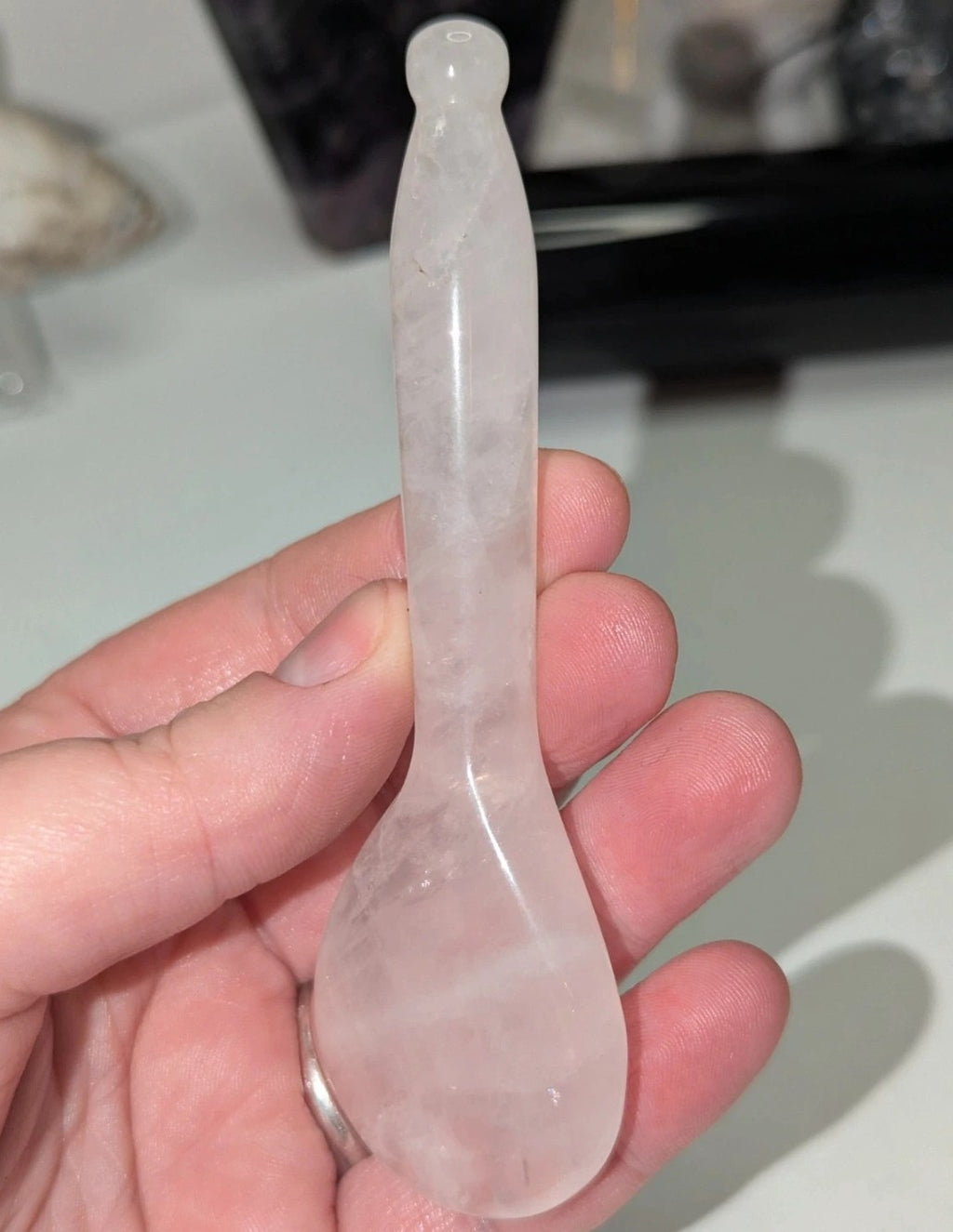 Rose quartz crystal spoon