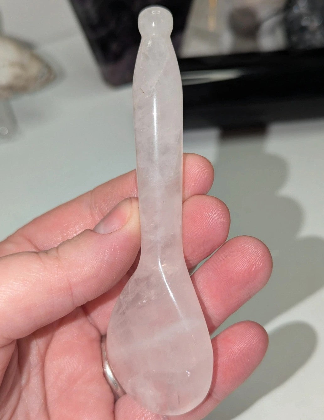 Rose quartz crystal spoon