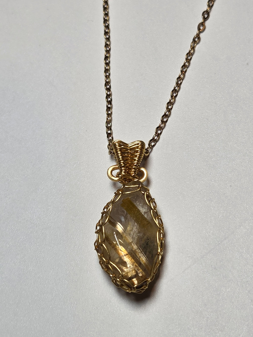 Golden Rutlile crystal Wire wrap necklace
