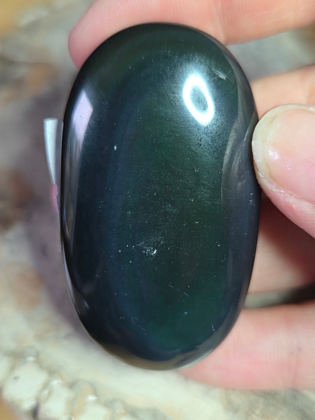 Rainbow obsidian crystal  palm stone