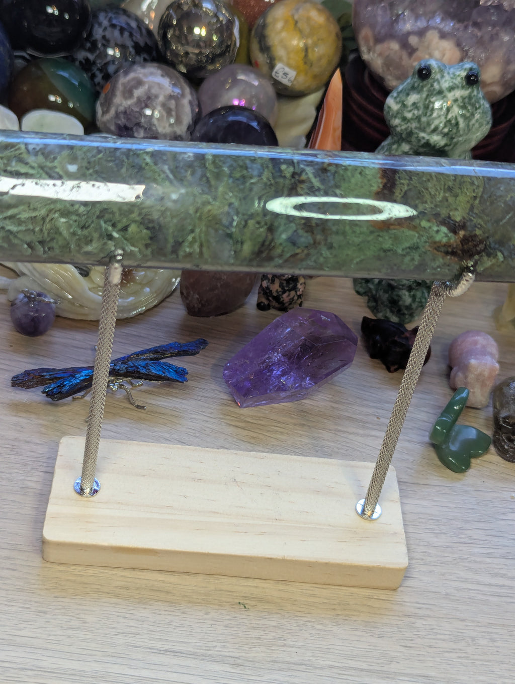 Moss agate crystal bracelet stand